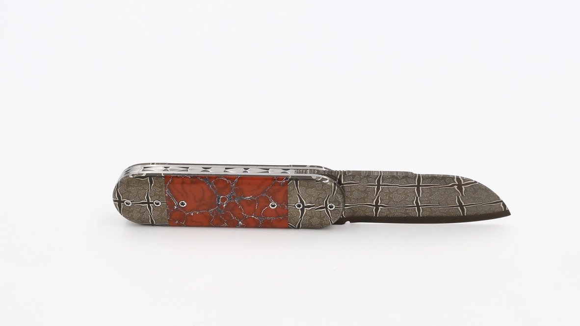 Philippe Soeuvre BULL jaspis stone damaskus blade 
