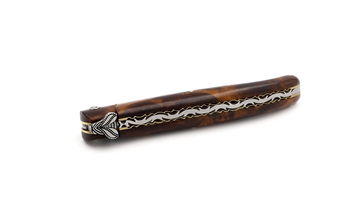 Laguiole en Aubrac Laguiole UNIQUE PIECE  ironwood burlwood 12 cm
