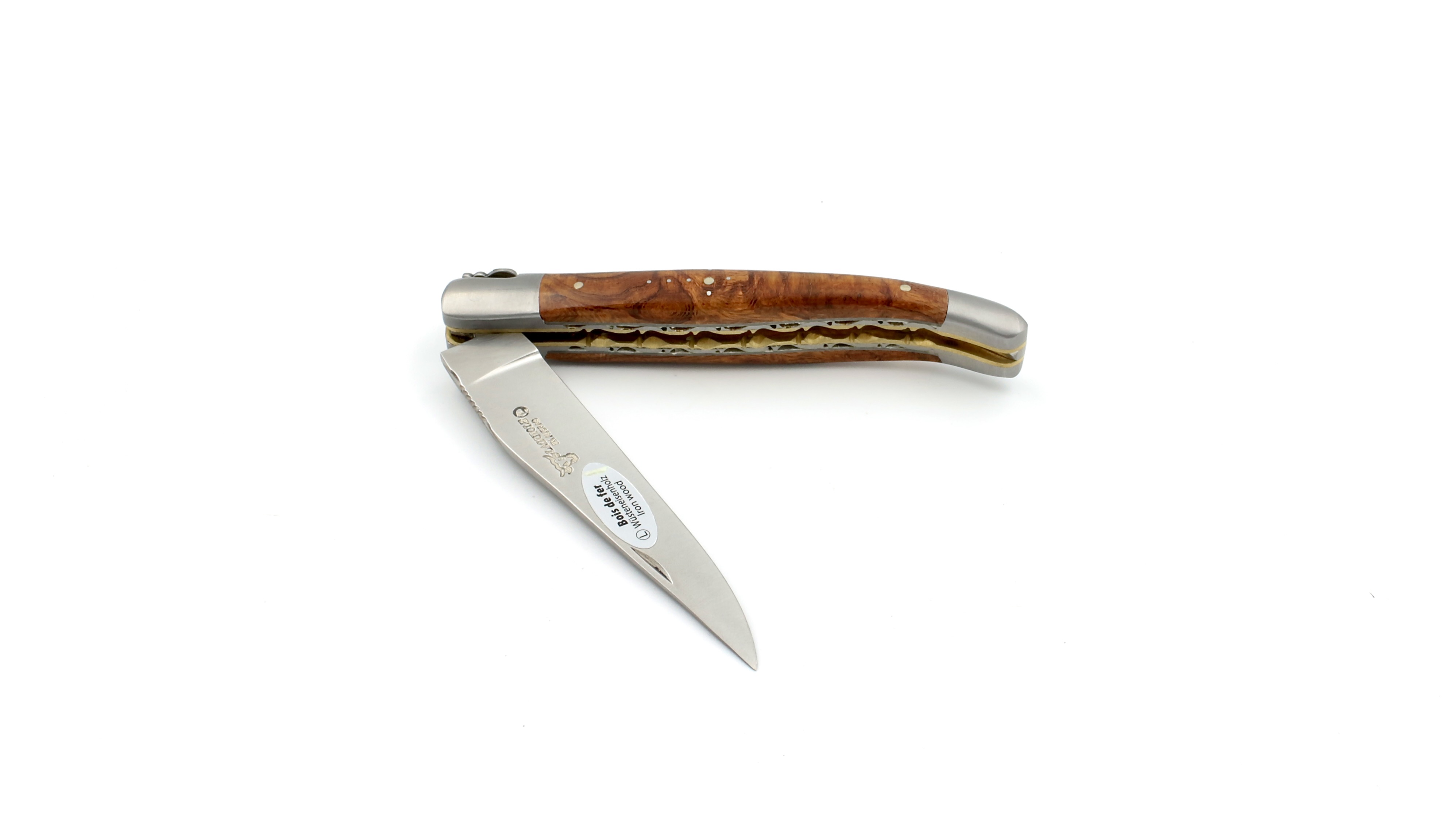 Laguiole en Aubrac doubleplate knife Ironwood brass 12 cm Laguiole en Aubrac doubleplate knife Ironwood brass 12 cm