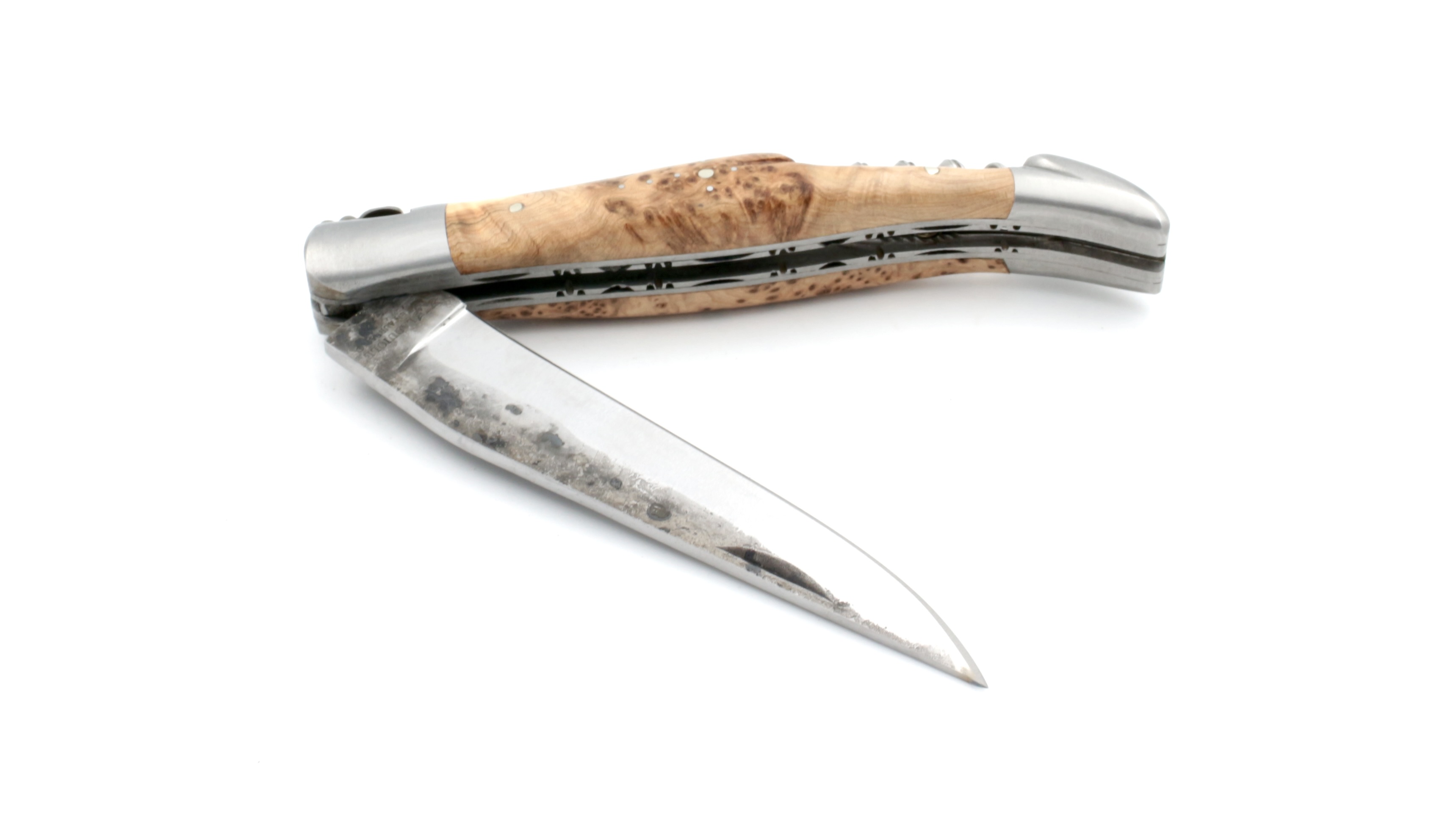 Laguiole en Aubrac double plate knife Brut de Forge Juniper with corkscrew 12 cm Laguiole en Aubrac double plate knife Brut de Forge Juniper with corkscrew 12 cm