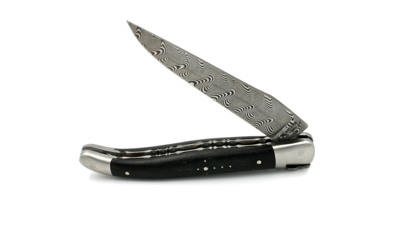 Laguiole en Aubrac DSC® Carbon Damast Ebenholz matt Doppelplatine 12 cm