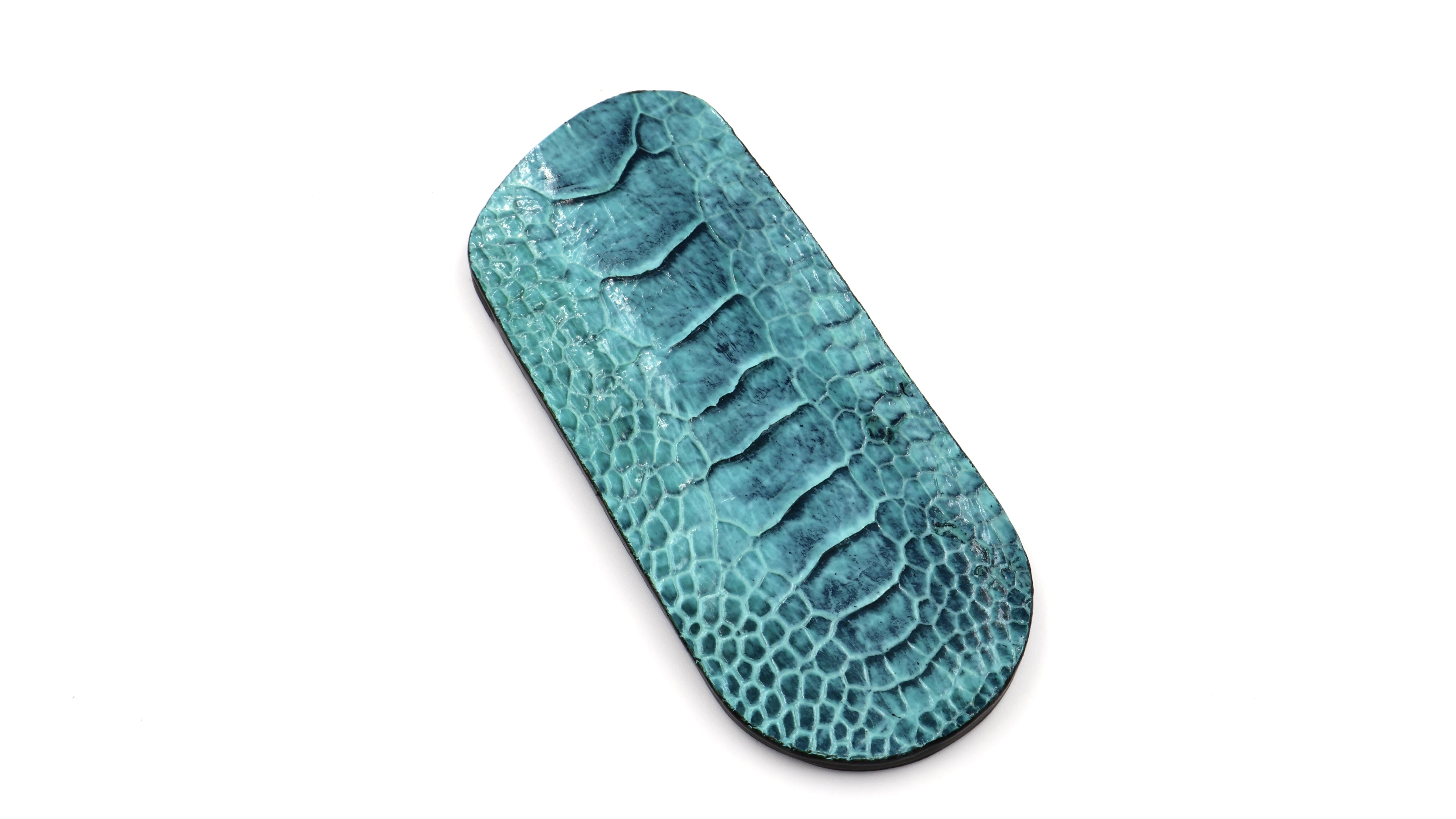 Atelier N°7 ostrichleg leather turquoise-blue 14 cm