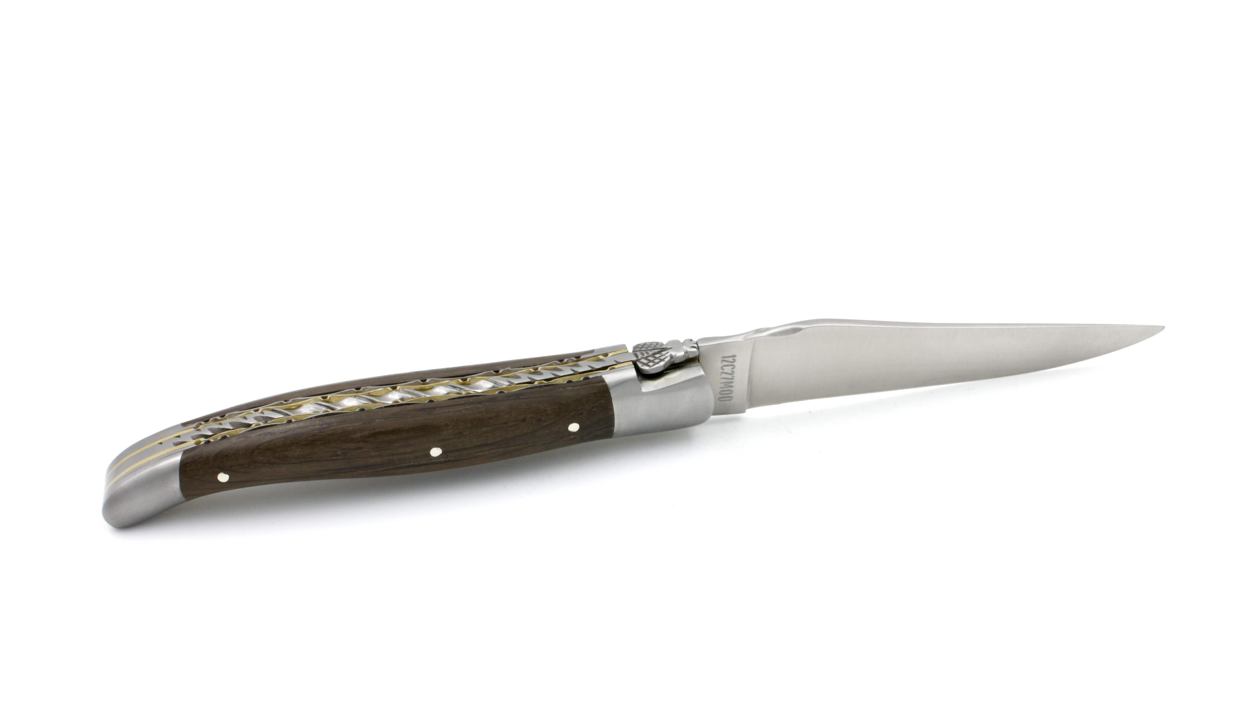 Laguiole en Aubrac Mooreiche Messingplatine Doppelplatine 12 cm