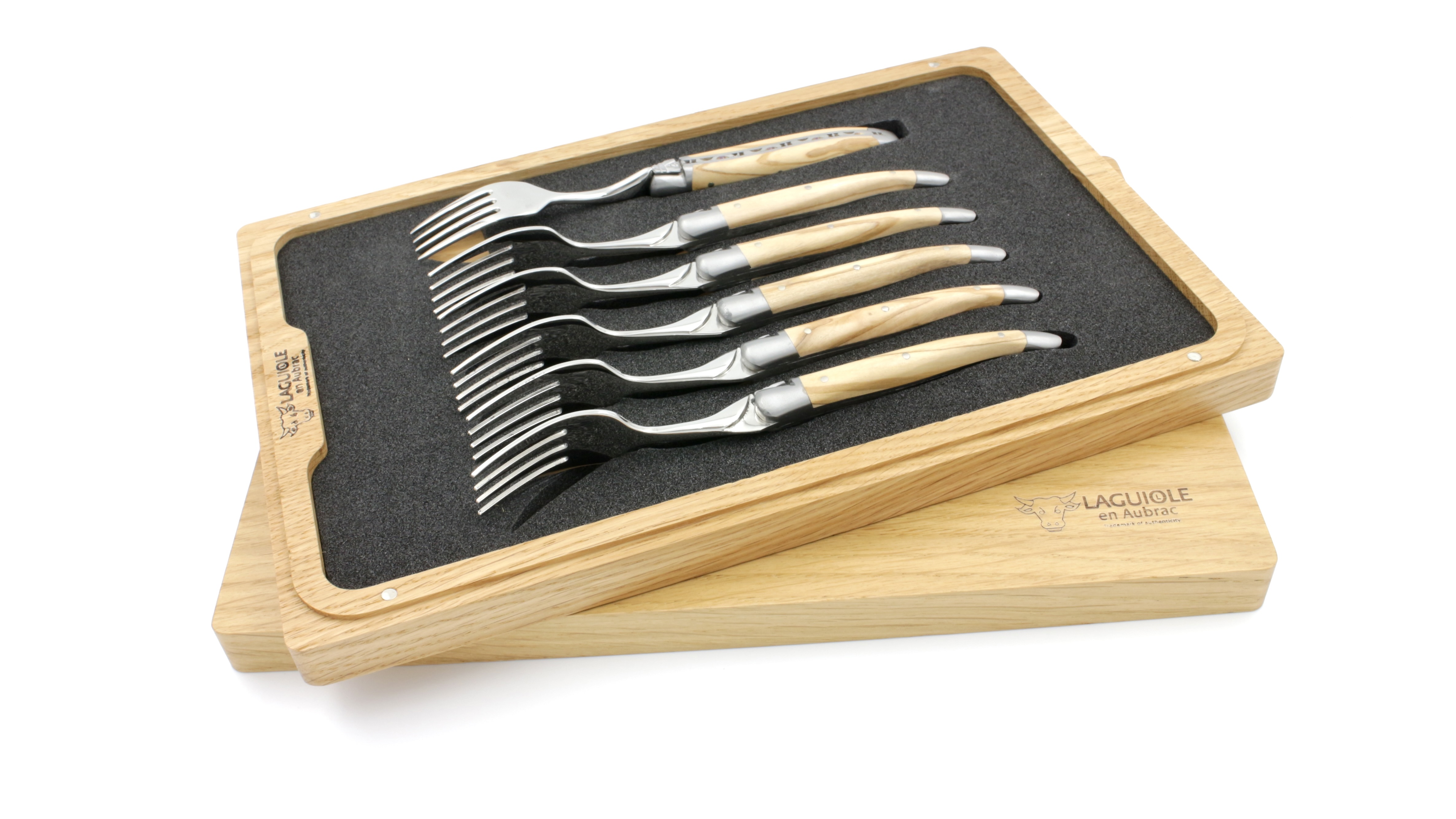 9A5D7F32-4331-42DB-B381-A4D07DEA31AE_1_201_a Laguiole en Aubrac Olivenholz Dessertgabel Set 6-tlg.