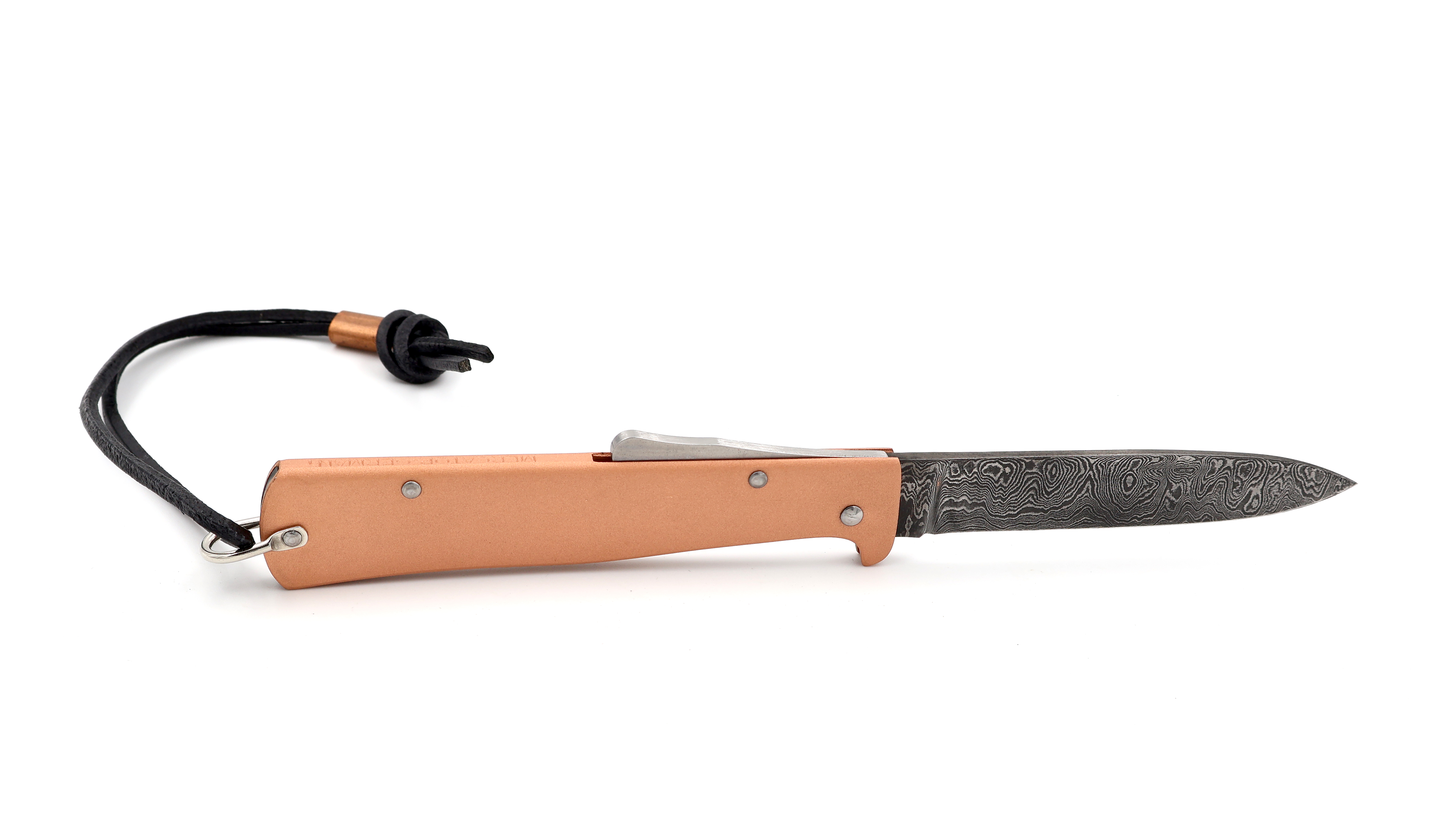 OTTER MERCATOR knife copper scales damascus blade