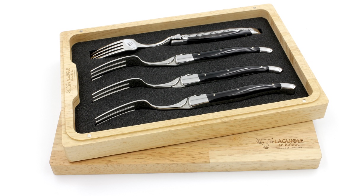 Laguiole en Aubrac Büffelhorn Laguiole Steakgabel Set
