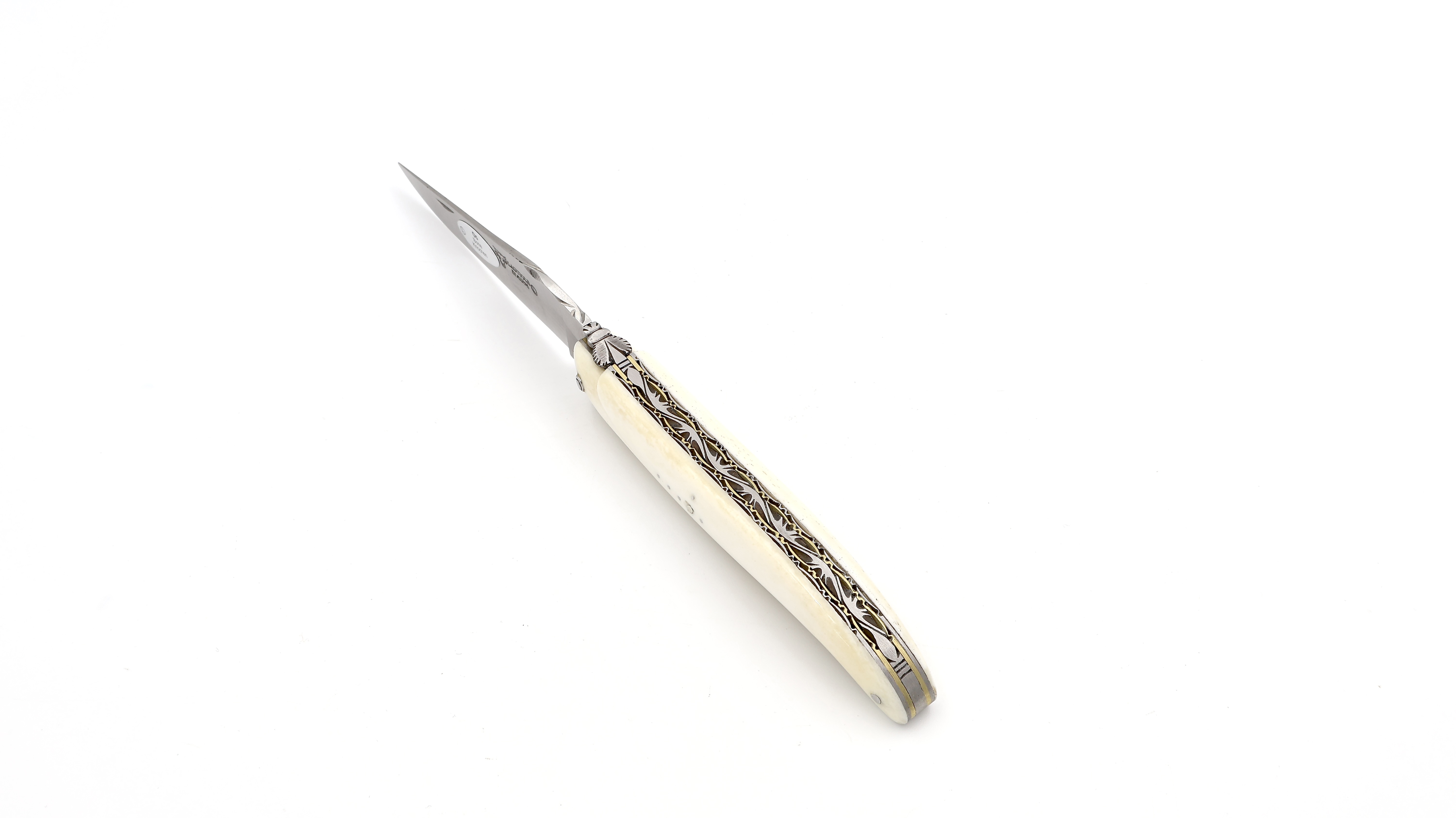 Laguiole en Aubrac Knochen massiv Messingplatine Doppelplatine 12 cm