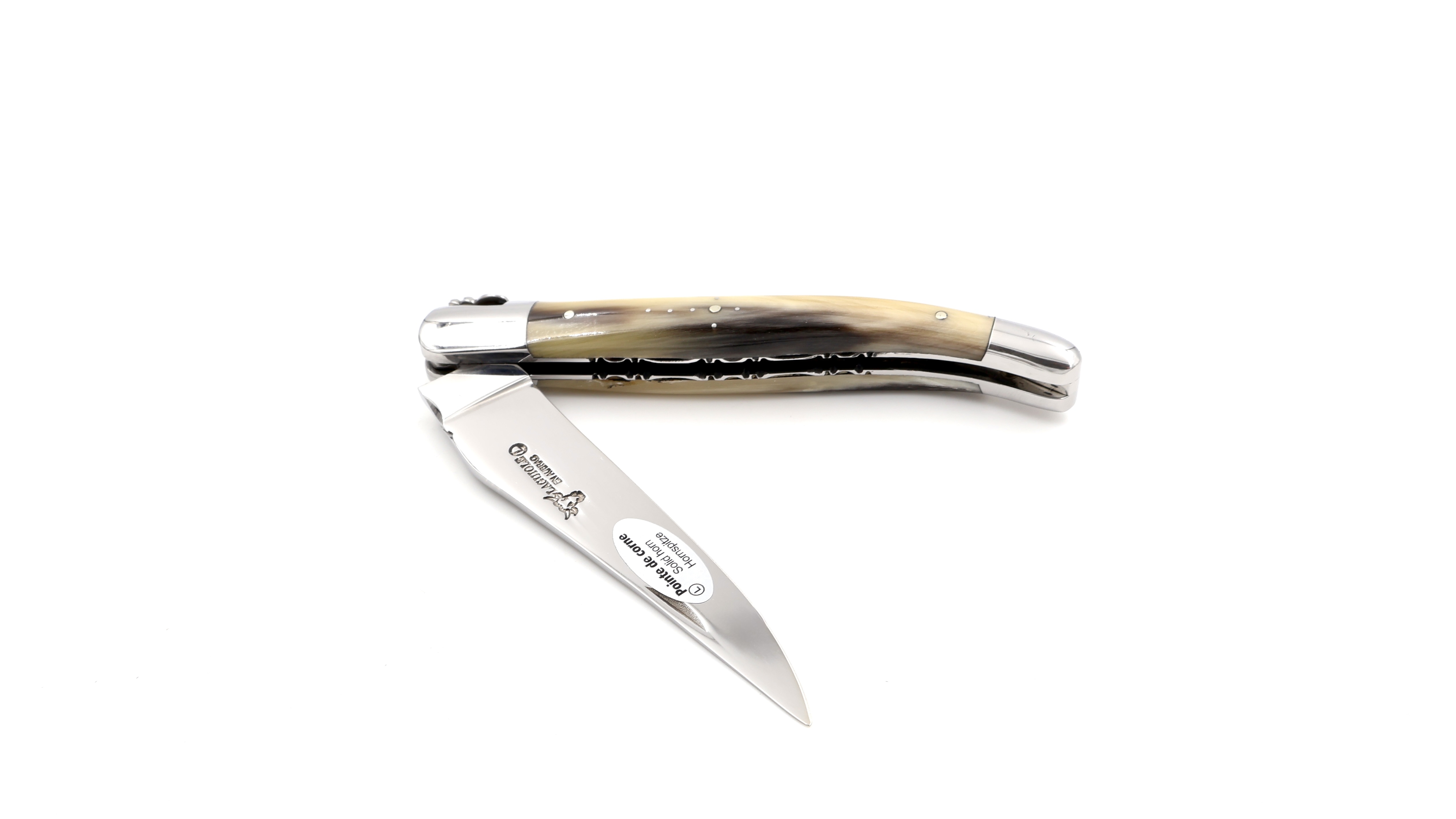 Laguiole en Aubrac light  horntip chiseled plates 12 cm