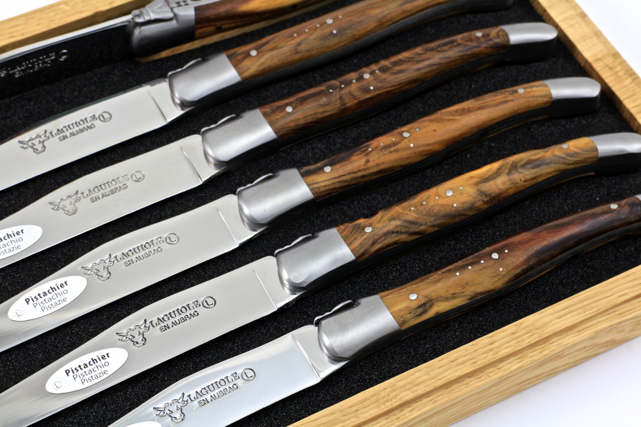 Laguiole en Aubrac Pistazie Laguiole Steakmesser Set