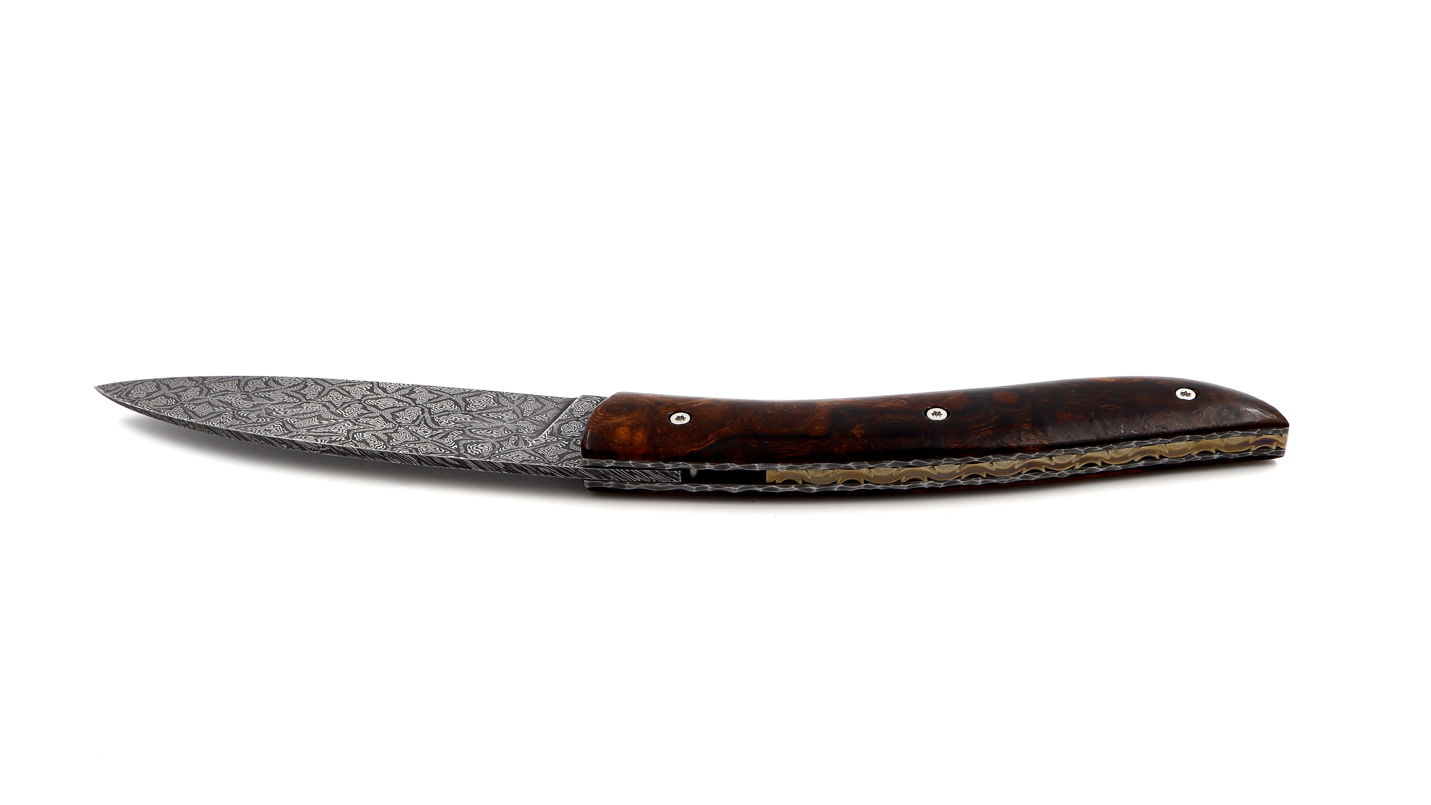 Atelier NÉVÉ Tim Bernard macassar ebony and mother of pearl with mosaik damascus blade 