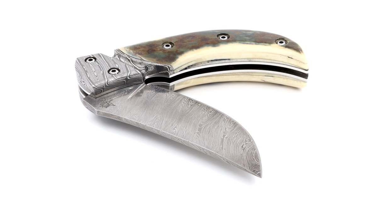 Coutellerie du Lotus mammoth crust damascus blade 11 cm