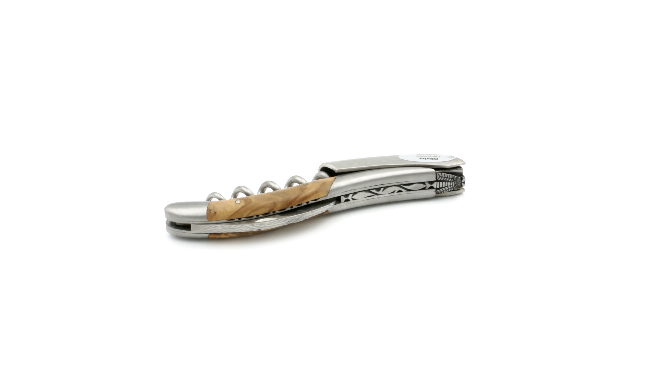 Laguiole en Aubrac Laguiole Sommelier knife olive wood, with guillochage, special bee