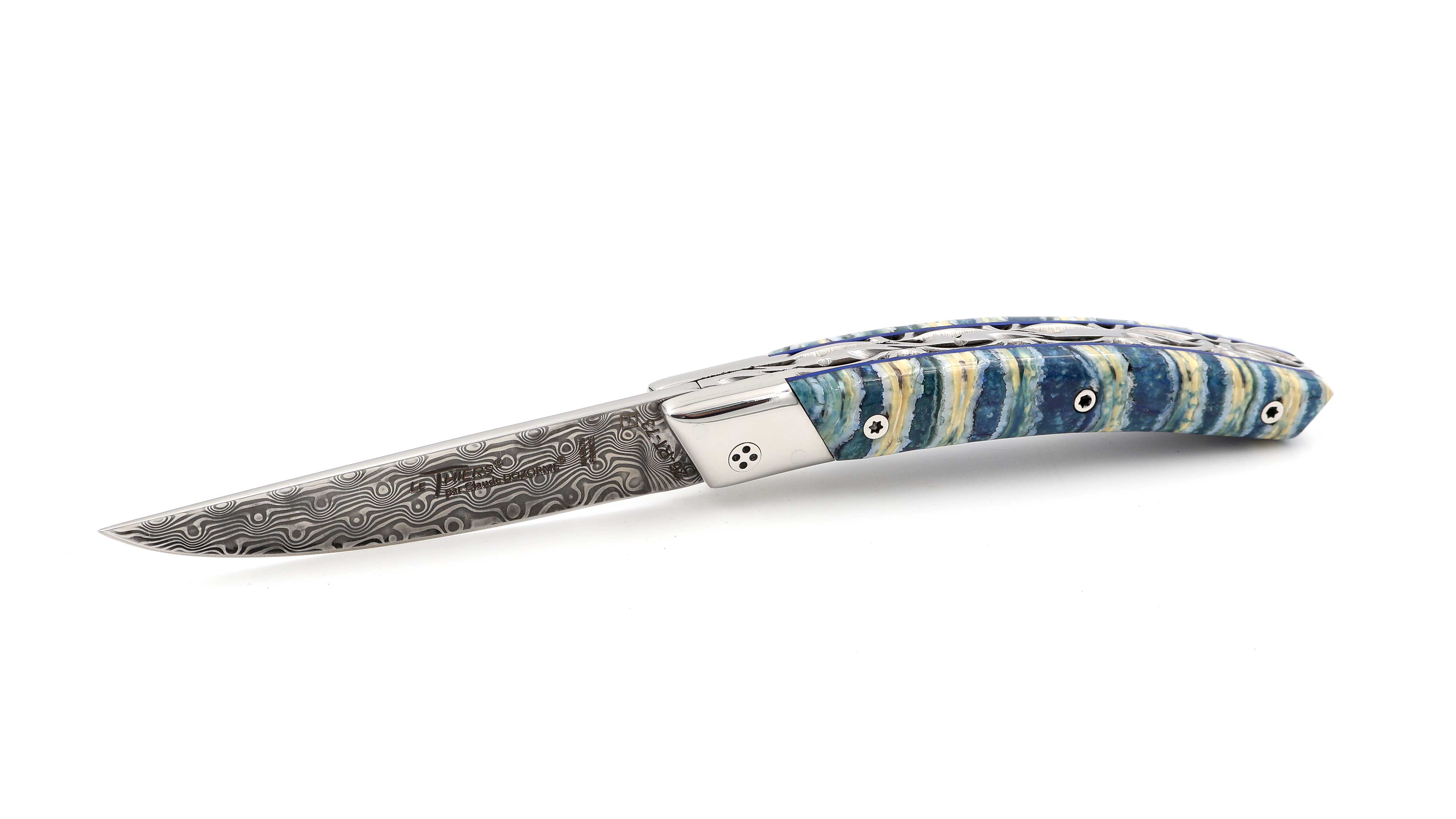 Claude DOZORME Thiers RLT L'ATELIER Mammutbackenzahn blau Damastklinge