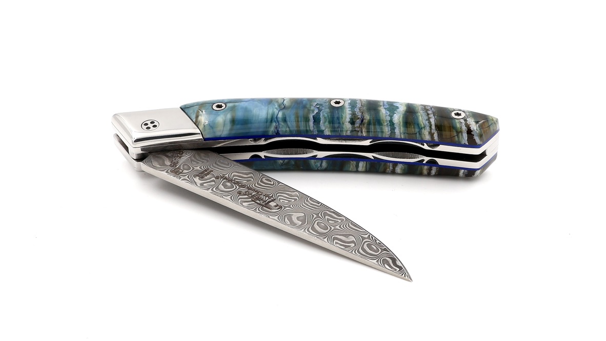Claude DOZORME Thiers RLT mammoth tusk damascus blade