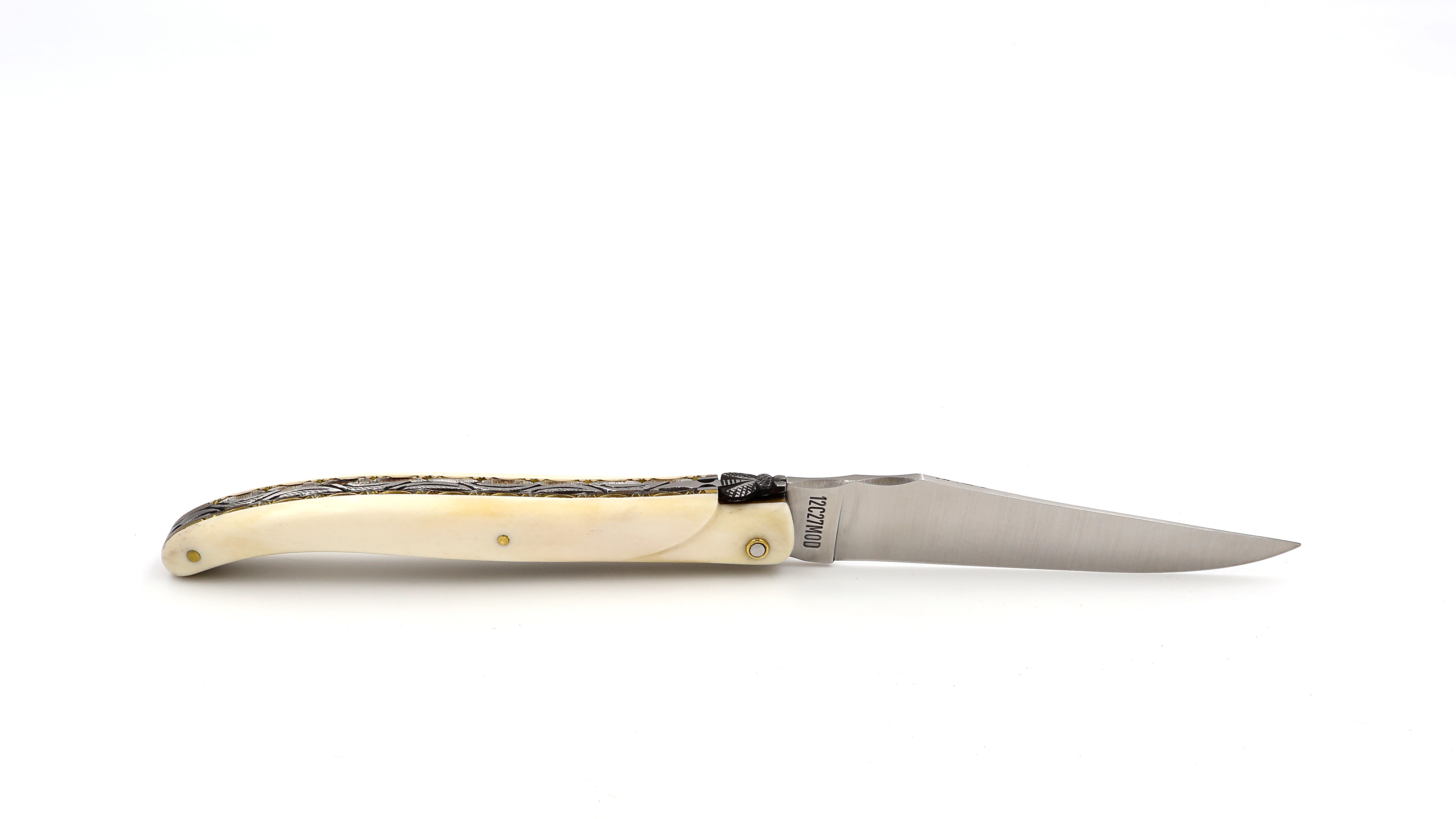 Laguiole en Aubrac Knochen massiv Messingplatine Doppelplatine 12 cm