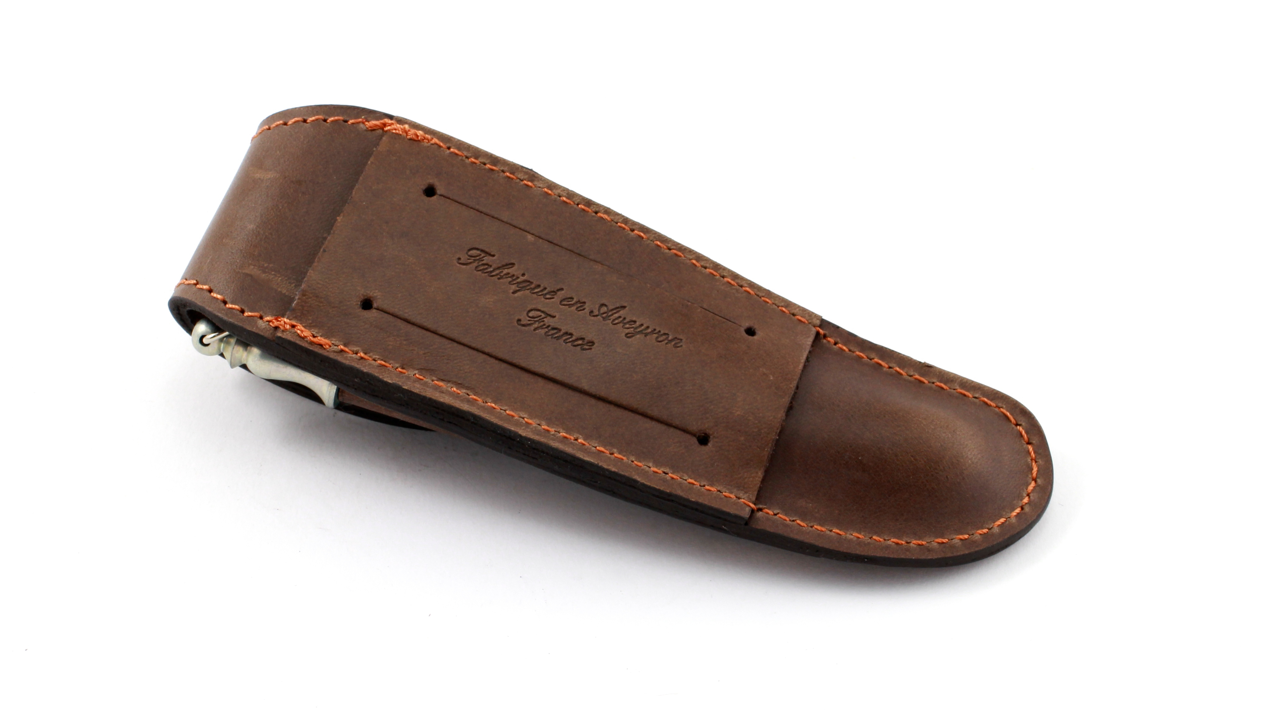 MAX CAPDEBARTHES leather sheath with sharpener NATURE FUSIL 11 to 13 cm knives