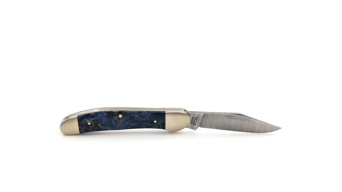 Robert Klaas US-Copperhead knife  maple burl damascus blade