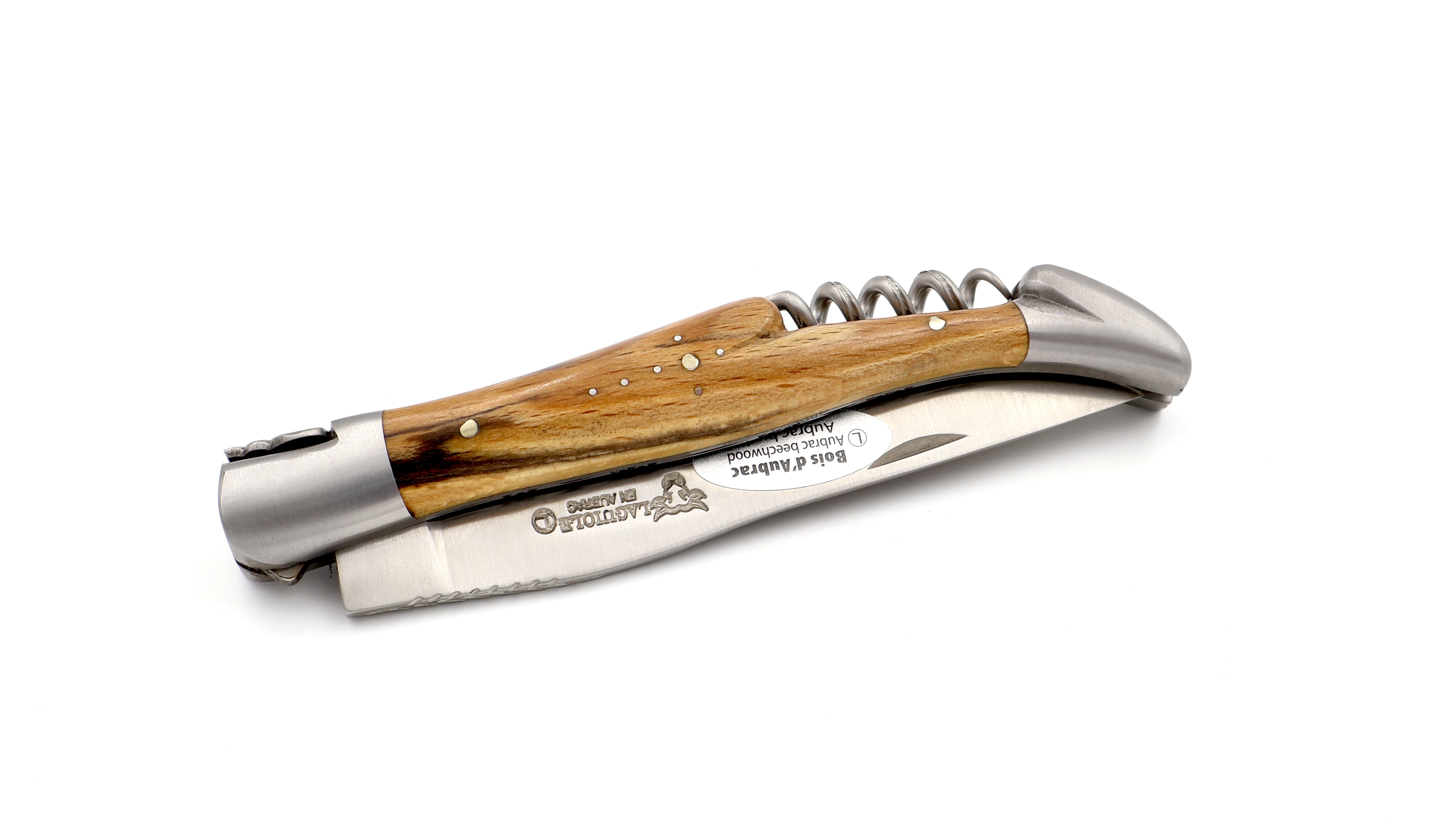 Laguiole en Aubrac Aubrac Holz mit Korkenzieher Doppelplatine 12 cm 