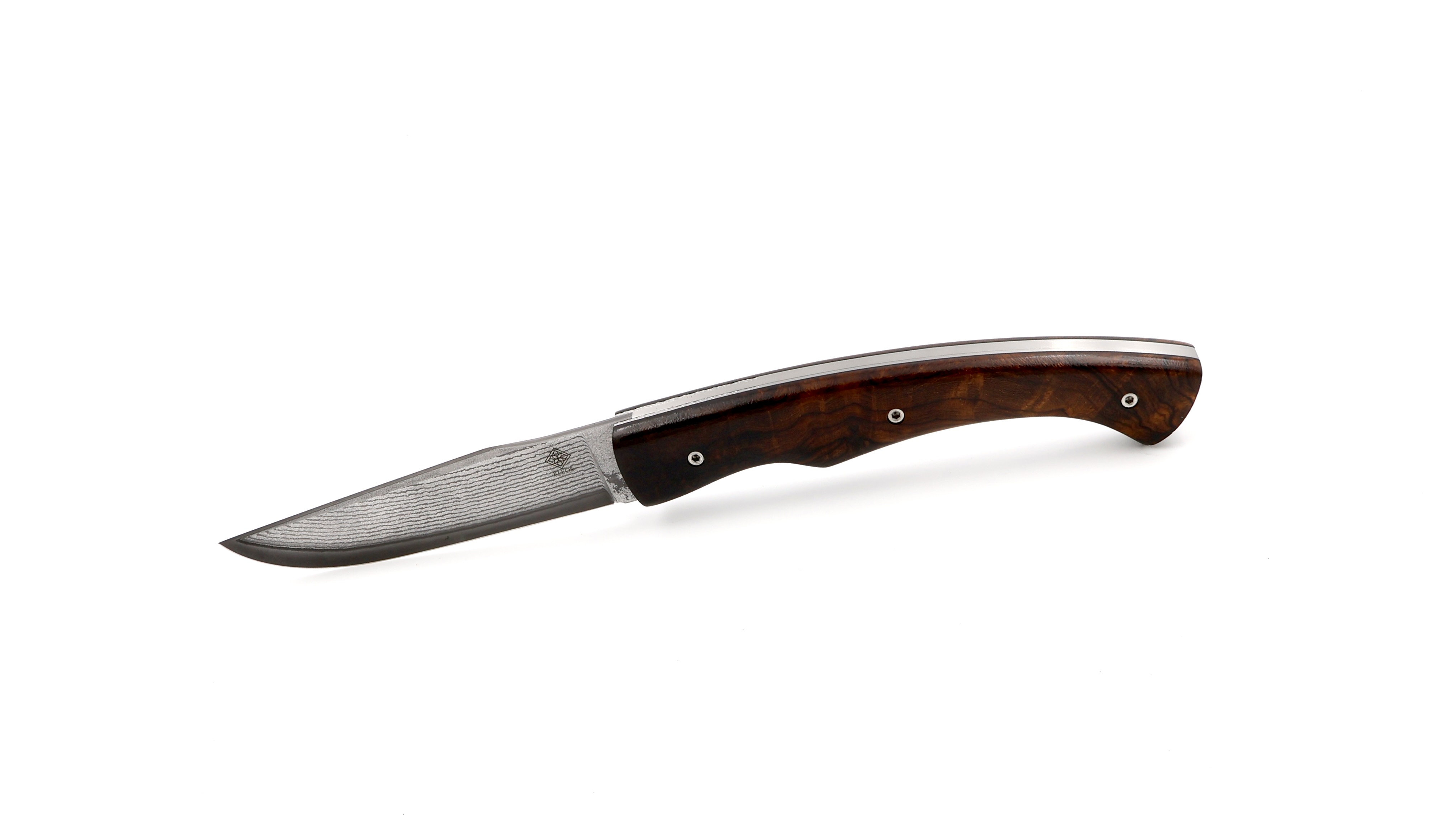 KLEOS folding knife LYKOS burl of ironwood VG10 suminagashi damascus blade