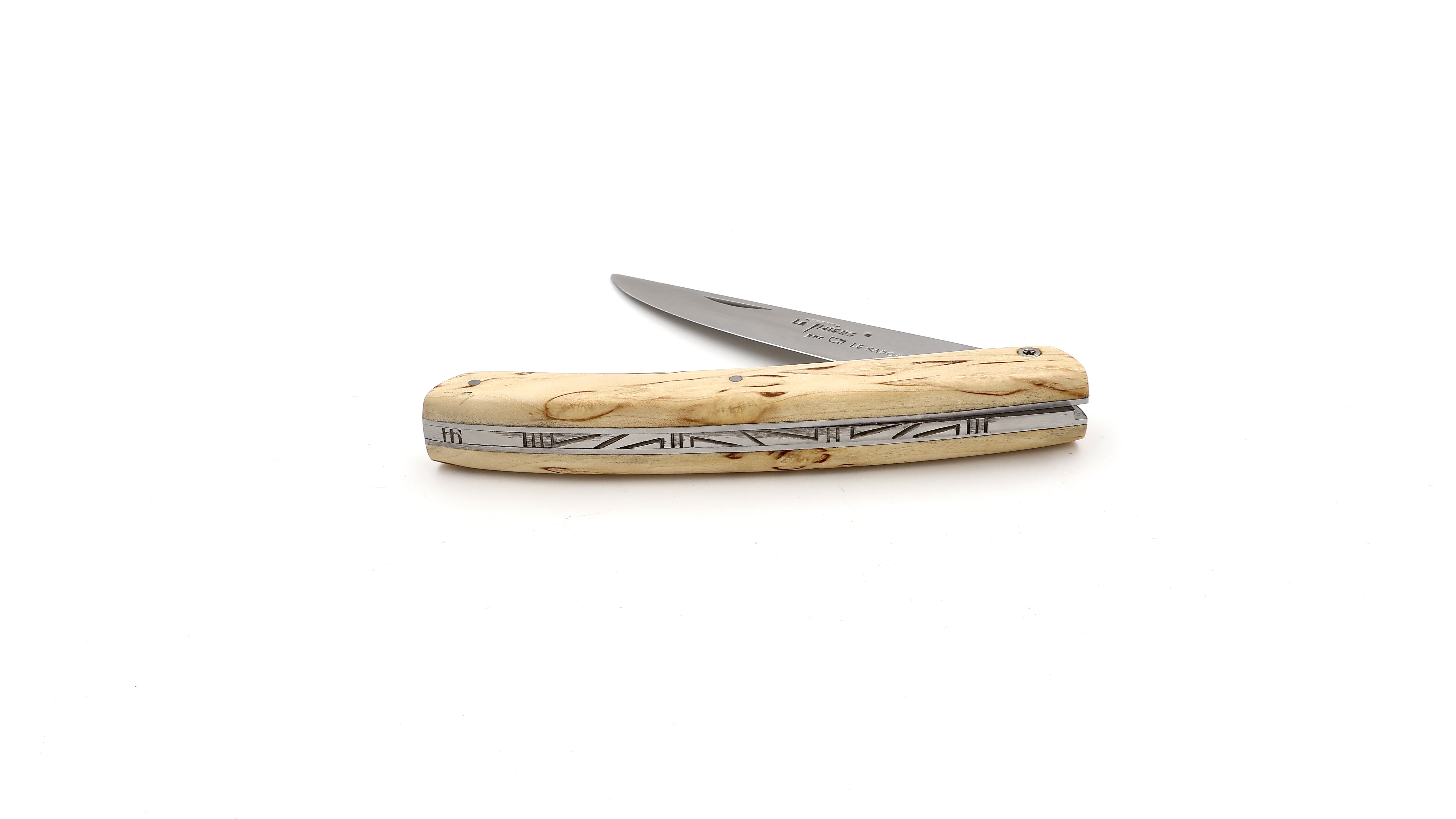 AU SABOT Le Thiers Messer 12 cm finnische Maserbirke