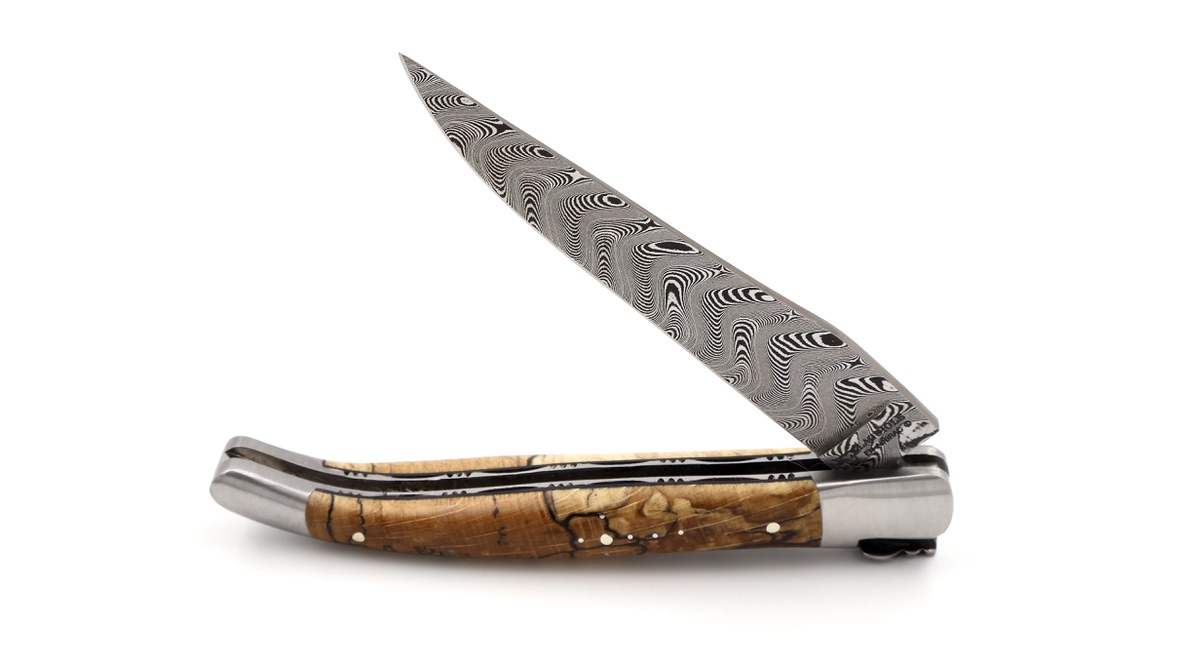 Laguiole en Aubrac DSC® Carbon damascus Aubrac beech chiseled plates 12 cm Laguiole en Aubrac DSC® Carbon damascus Aubrac beech chiseled plates 12 cm