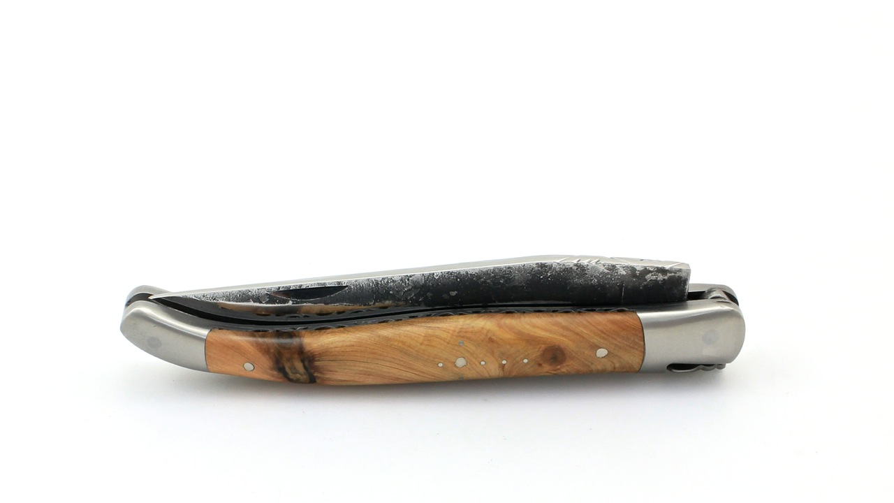 Laguiole en Aubrac double plate knife Brut de Forge Juniper 12 cm