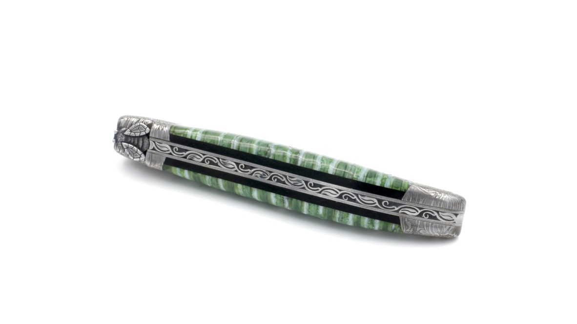 Honoré Durand Laguiole Meisterstück wilder Damast Damastbacken Mammutbackenzahn 12 cm
