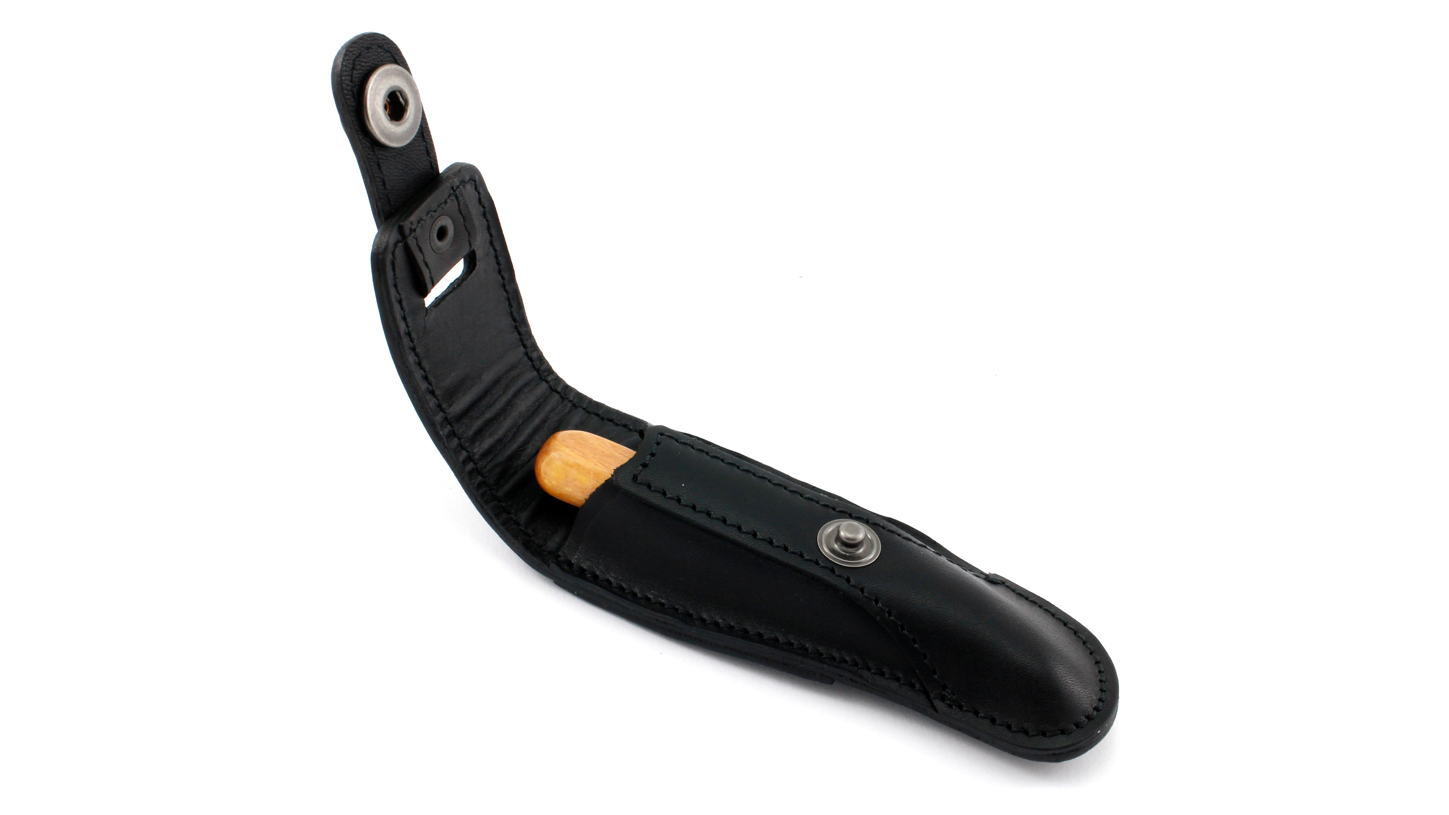 Laguiole-Prestige-11cm-Noir-offen Laguiole Gürteletui PRESTIGE von MAX CAPDEBARTHES