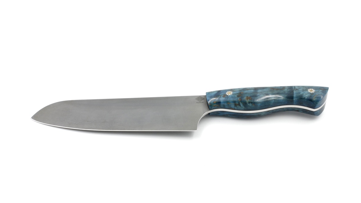KLEOS Prestige Kochmesser SANTOKU Maserbirke stonewashed Klinge 14C28N(1)