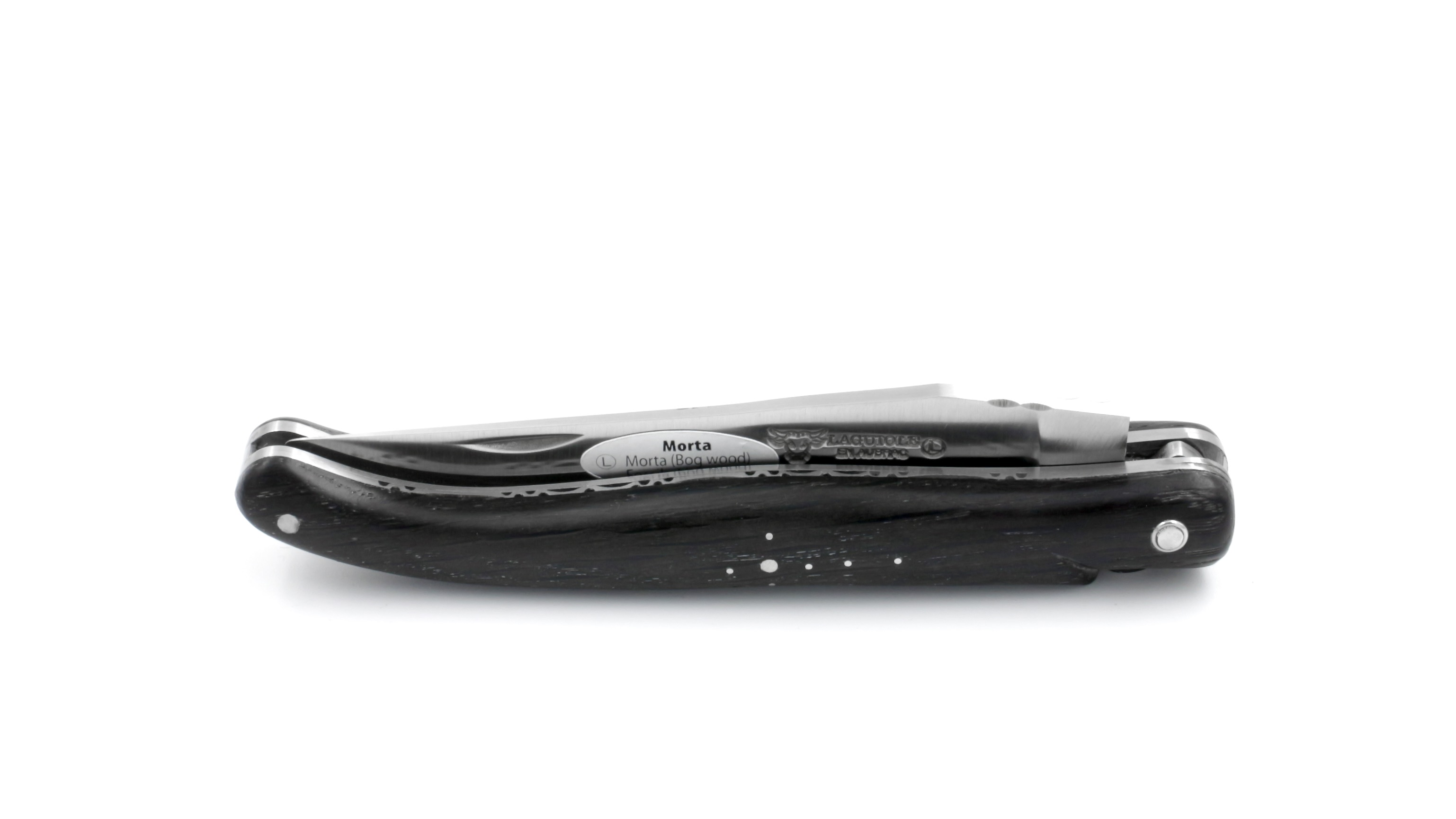 Laguiole en Aubrac double plates knife bog oak full handle 12 cm