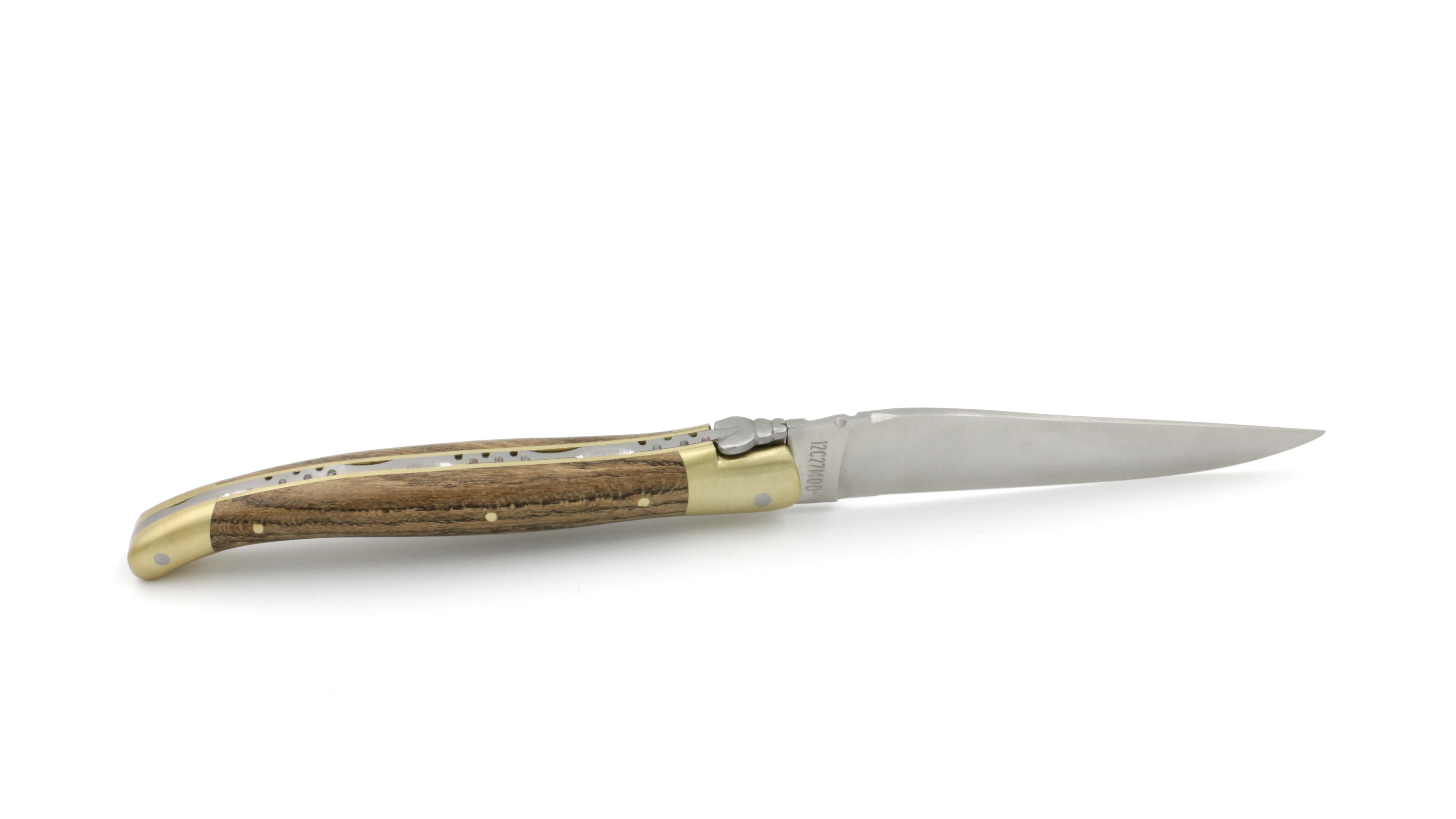 Laguiole en Aubrac bocote brass bolsters and brass plates 12 cm