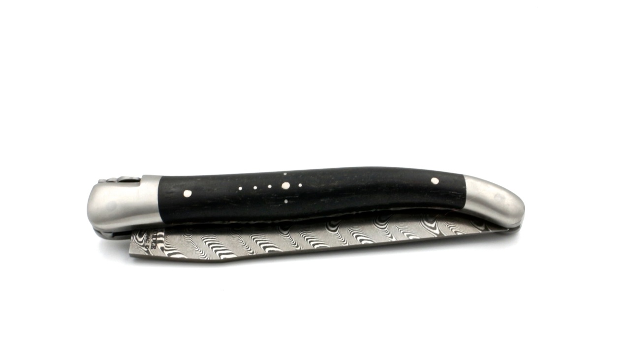 Laguiole en Aubrac DSC® Carbon Damast Ebenholz matt Doppelplatine 12 cm