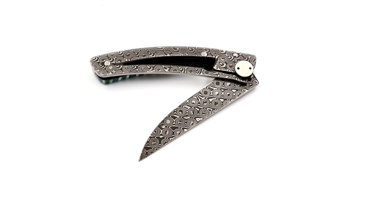 Claude DOZORME Thiers Liner mammoth tusk damascus blade Claude DOZORME Thiers Liner mammoth tusk damascus blade