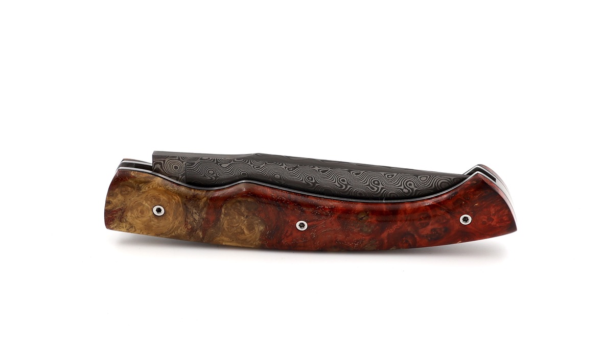 KLEOS Taschenmesser LYKOS Amboina Wurzelholz Damastklinge 