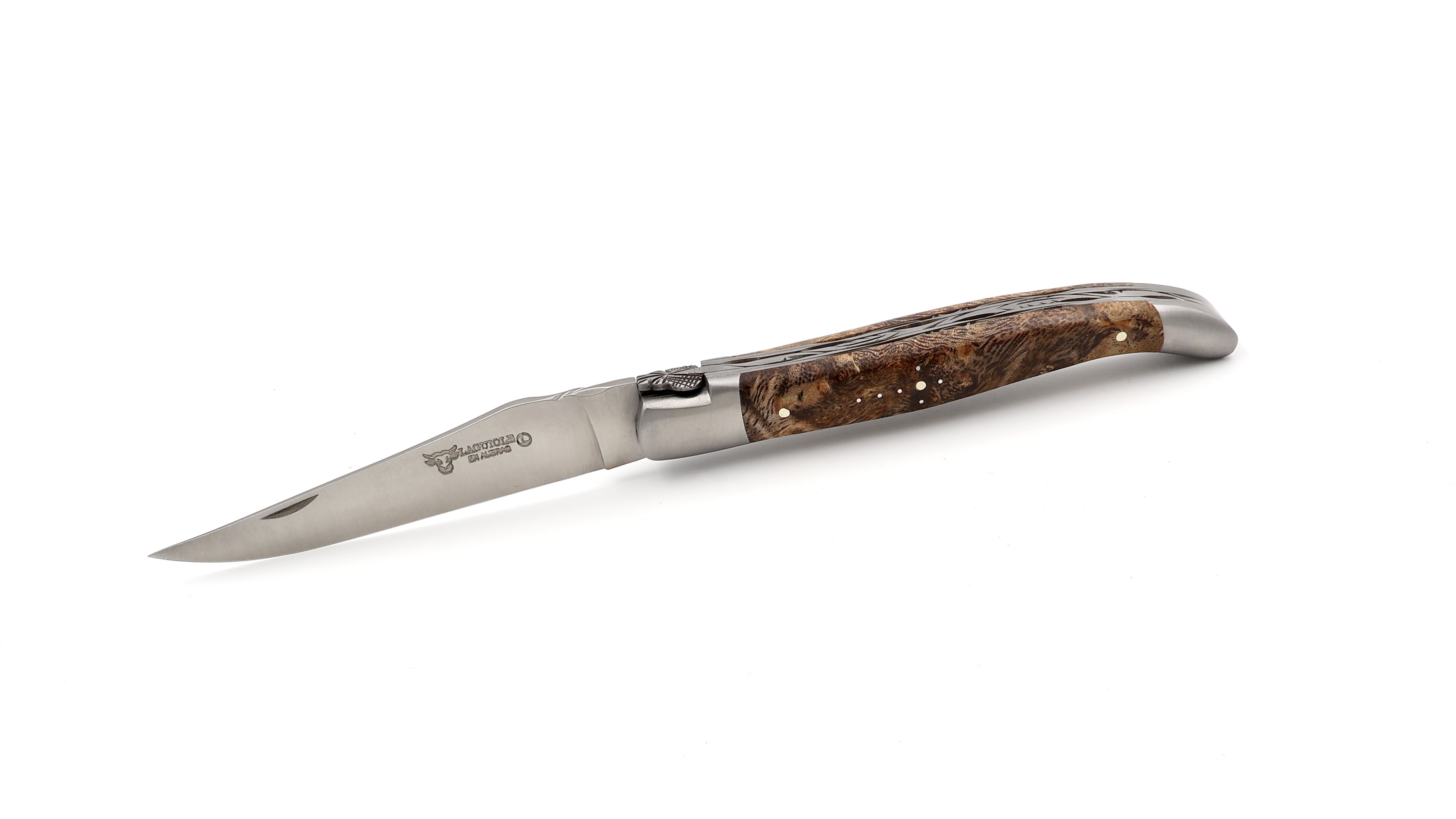 Laguiole en Aubrac doubleplate knife albizia wood 12 cm