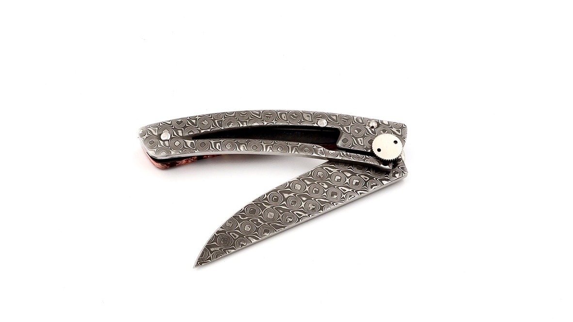 Claude DOZORME Thiers Liner mammoth tusk damascus blade Claude DOZORME Thiers Liner mammoth tusk damascus blade