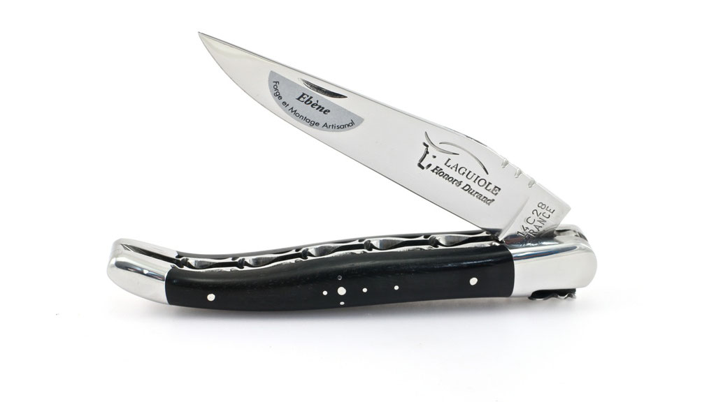 Honoré Durand Laguiole knife Prestige doubleplates Ebony shiny 14C28 12 cm