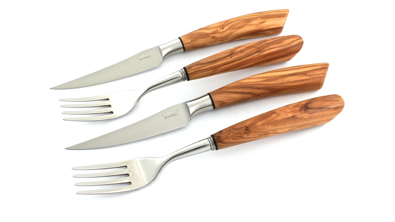 SALADINI Steakbesteck für 2 Personen Olive