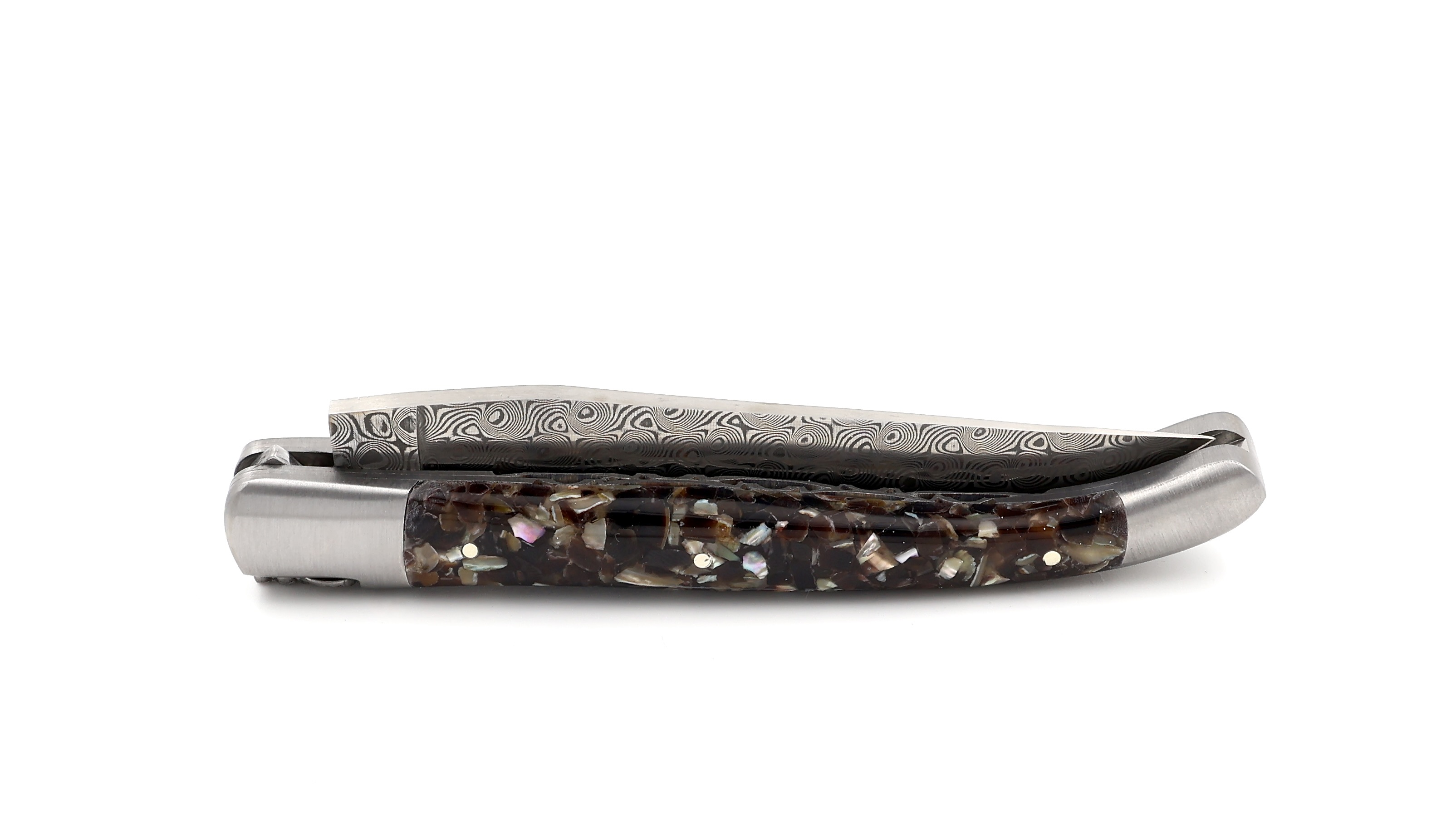 Laguiole en Aubrac DSC® Rosendamast Abalone & Muschelschalen Doppelplatine  12 cm   