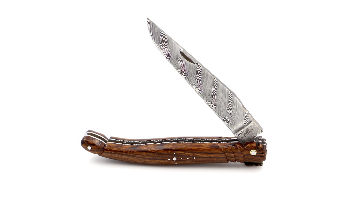 Fontenille Pataud Laguiole SCULPTURE ironwood burl damascus 12 cm