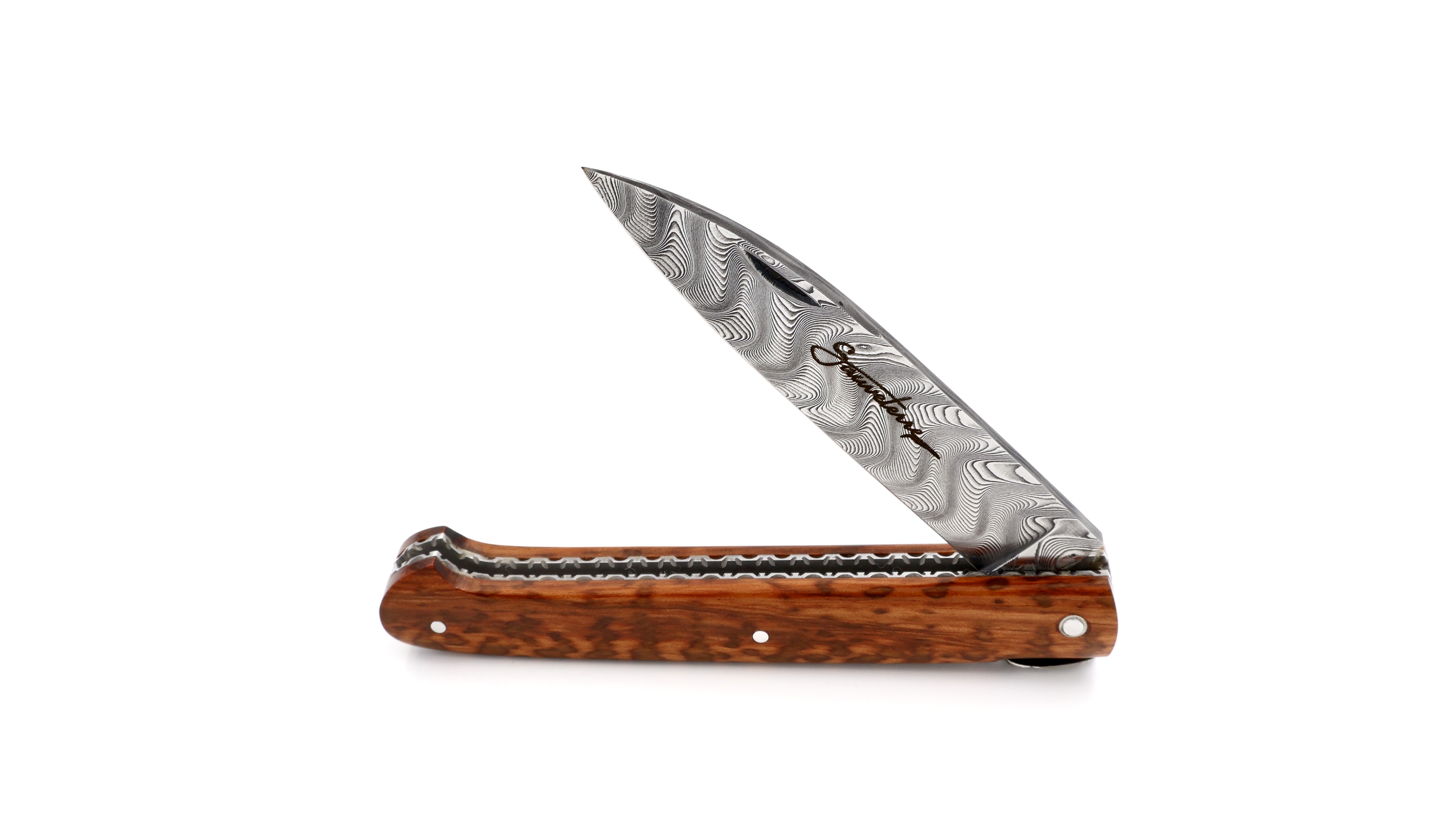 SAUVETERRE knife chiseled snakewood damascus blade 11 cm