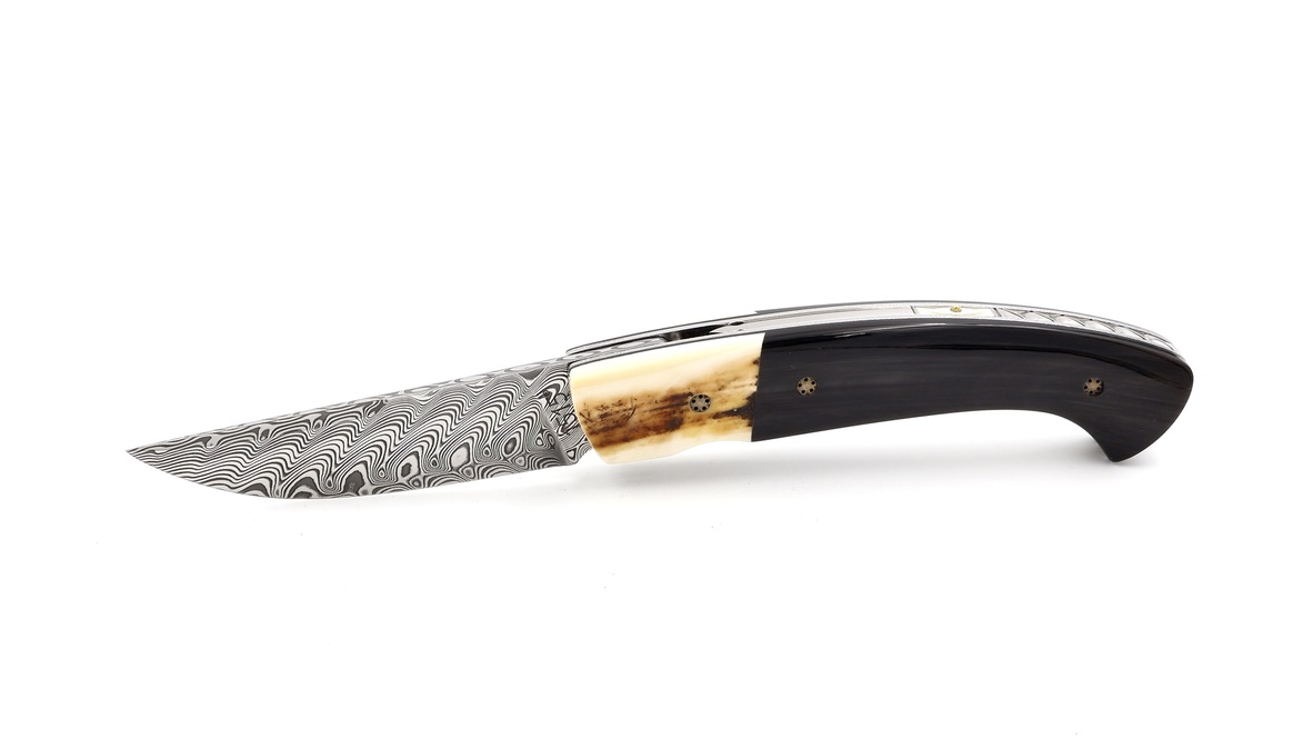 MANU LAPLACE 1515 MASAI buffalo horn/warthog ivory damascus blade