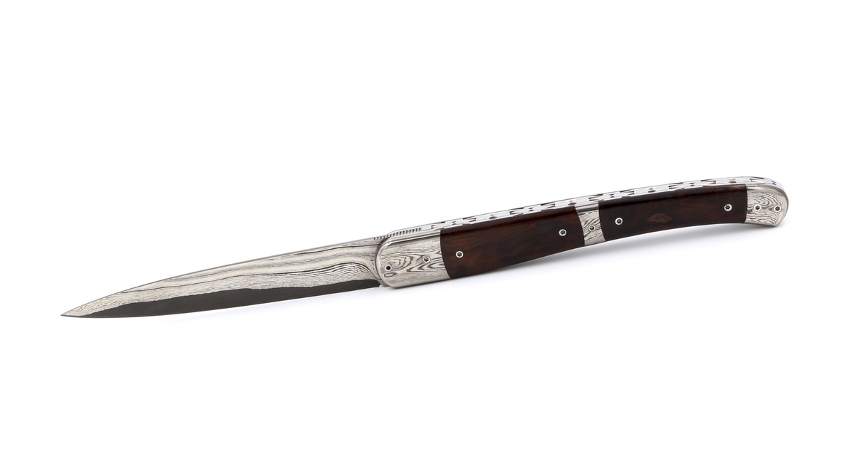 Philippe Soeuvre Vézelay burl of ironwood San Mai damascus