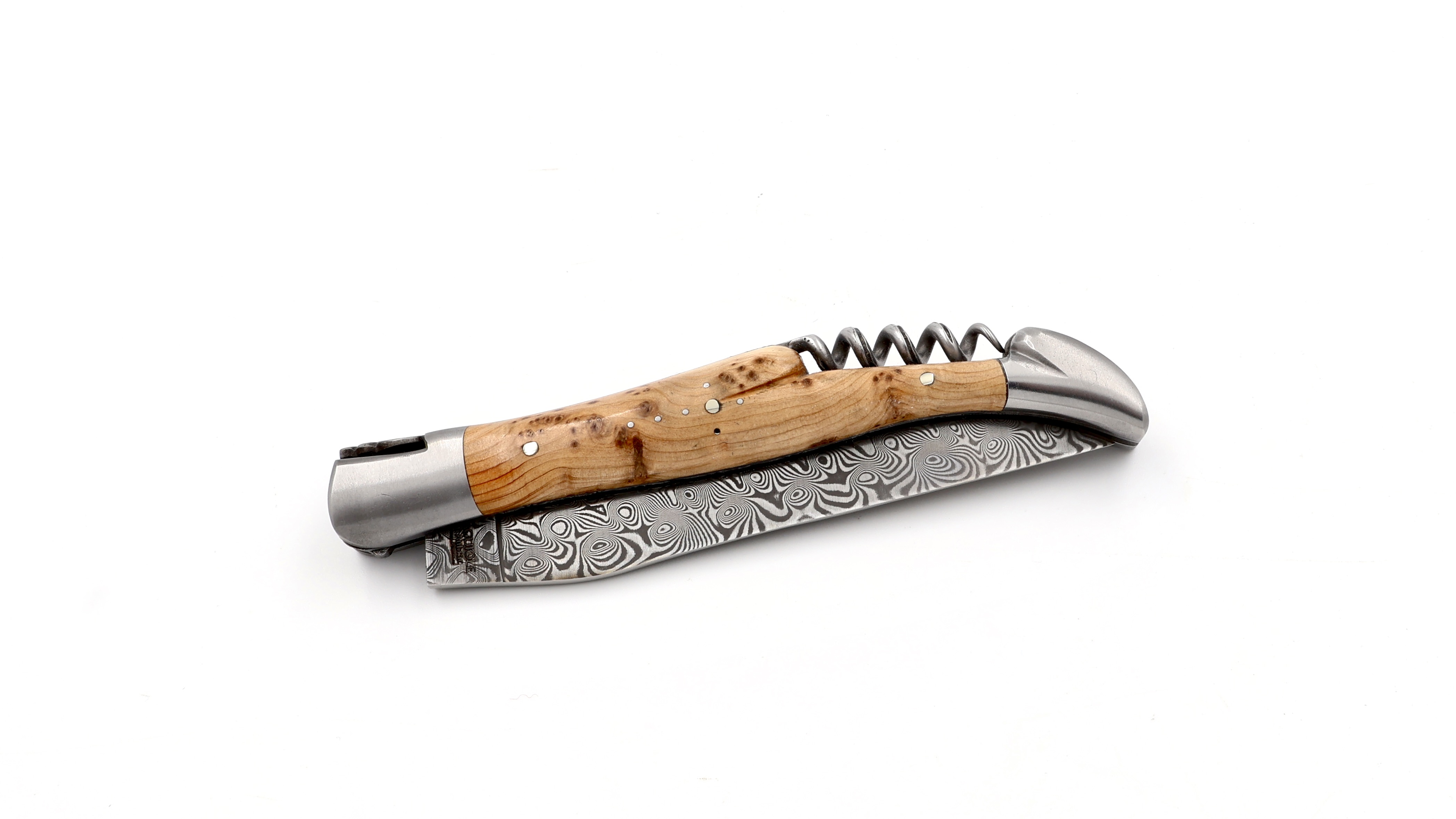 Laguiole en Aubrac  DSC® rostfreier Rosendamast Wacholder Doppelplatine Korkenzieher 12 cm  