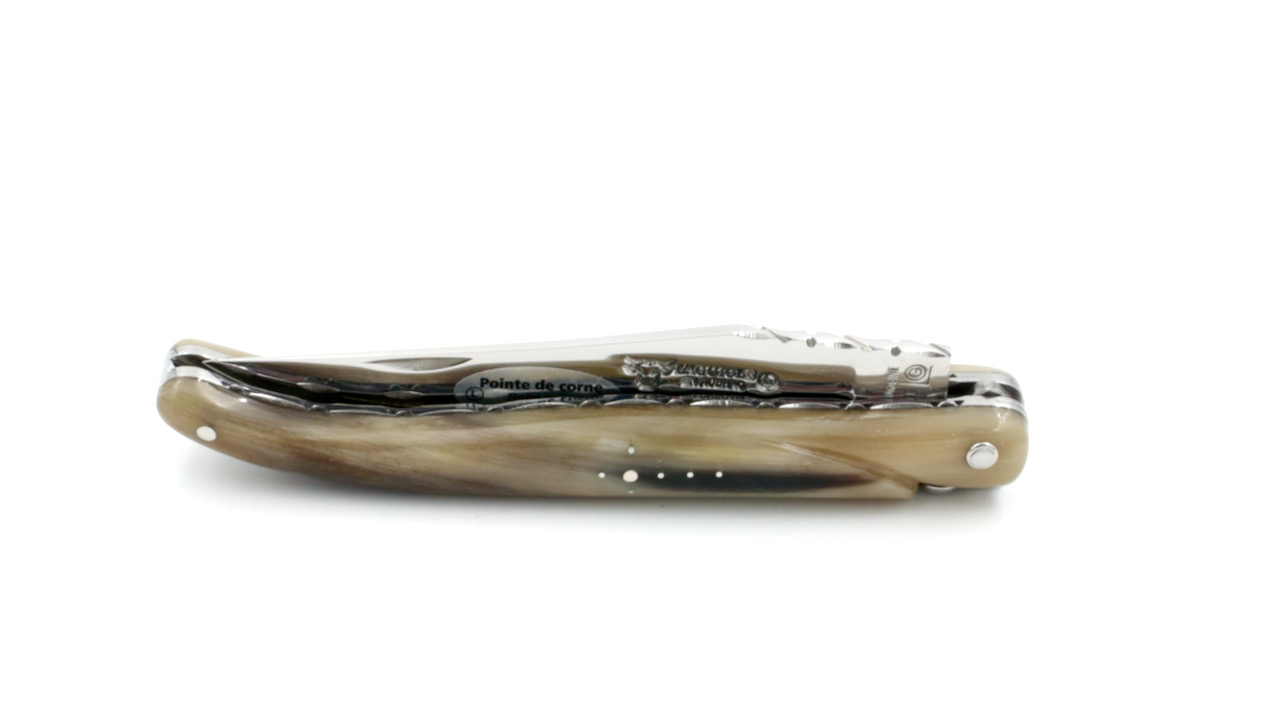 Laguiole en Aubrac double plates knife full handle Horn tip 12 cm