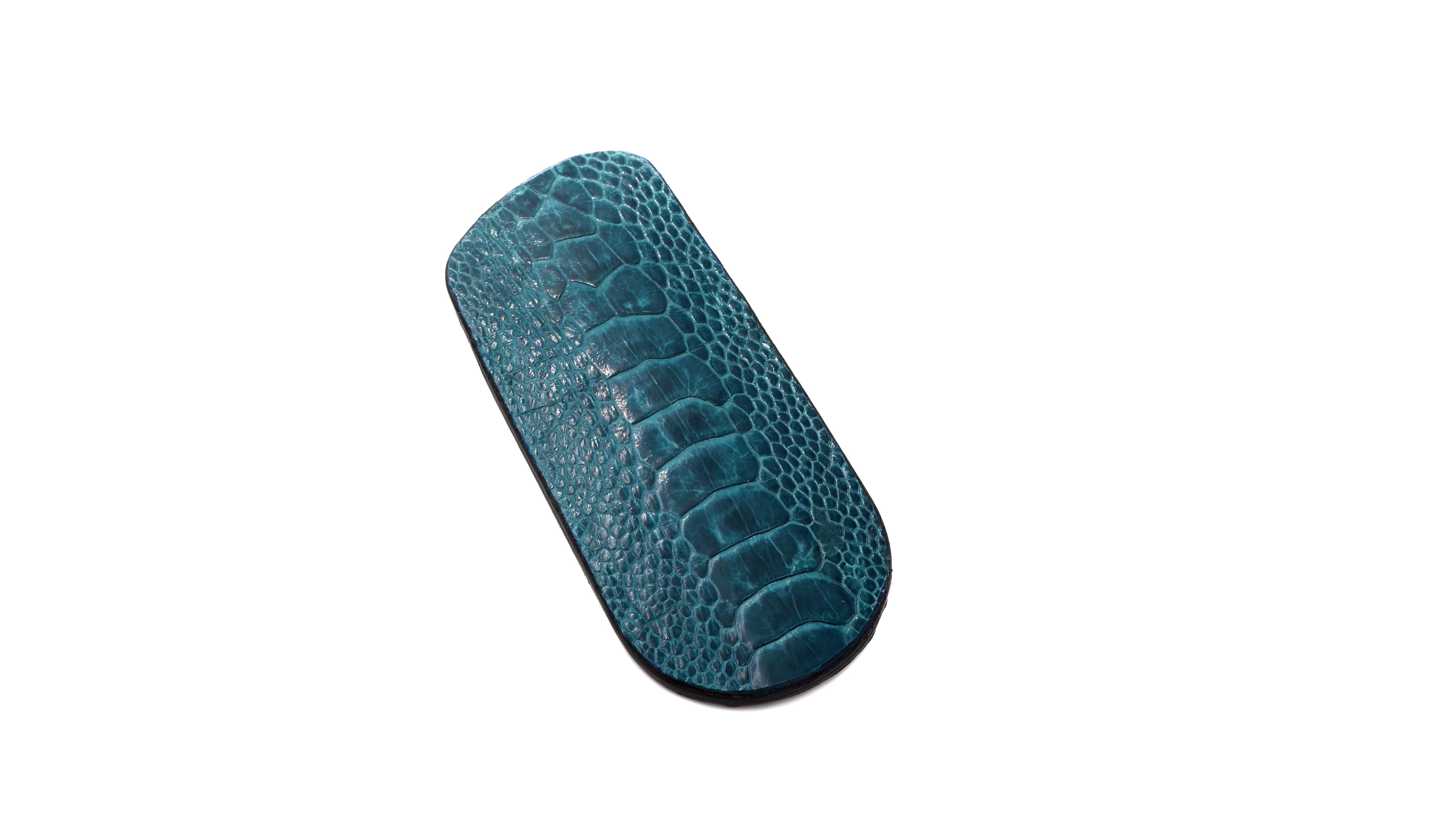 Atelier N°7 ostrichleg leather blue/green 14 cm