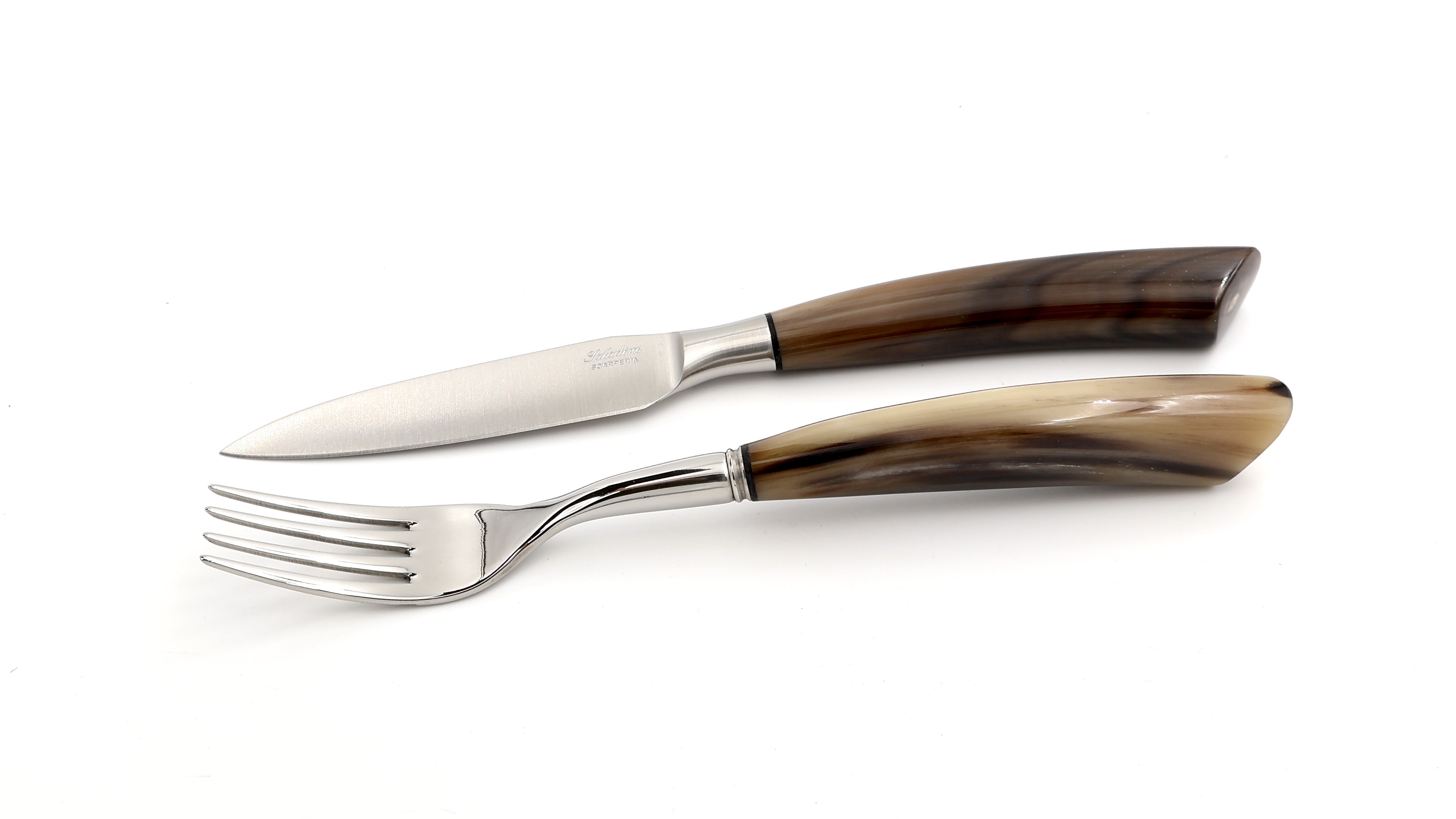 Saladini 1 Tafelmesser 1 Gabel Hornspitze Set 