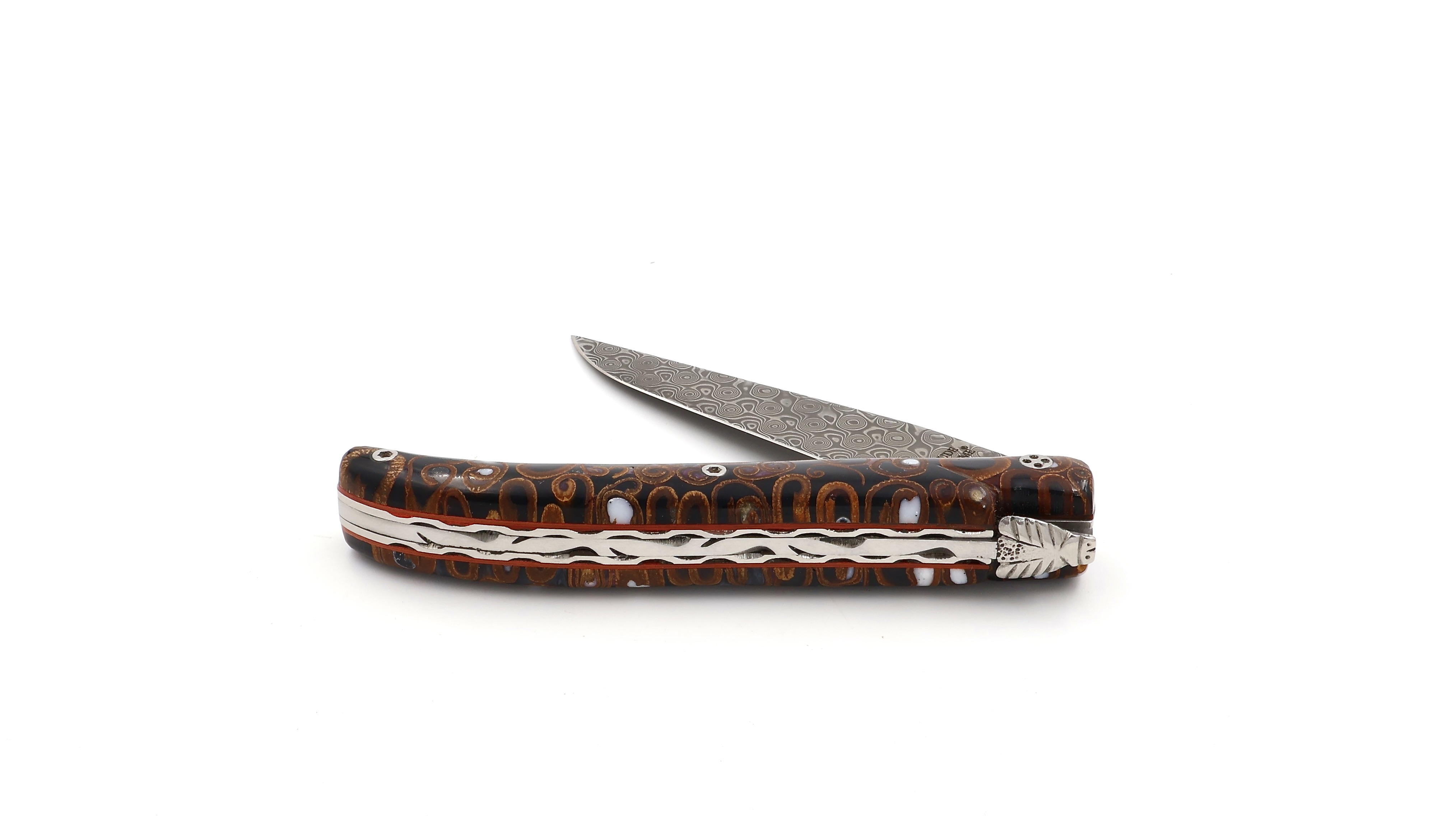 Claude DOZORME Laguiole Messer L'Atelier Canella braun 12 cm Damastklinge  