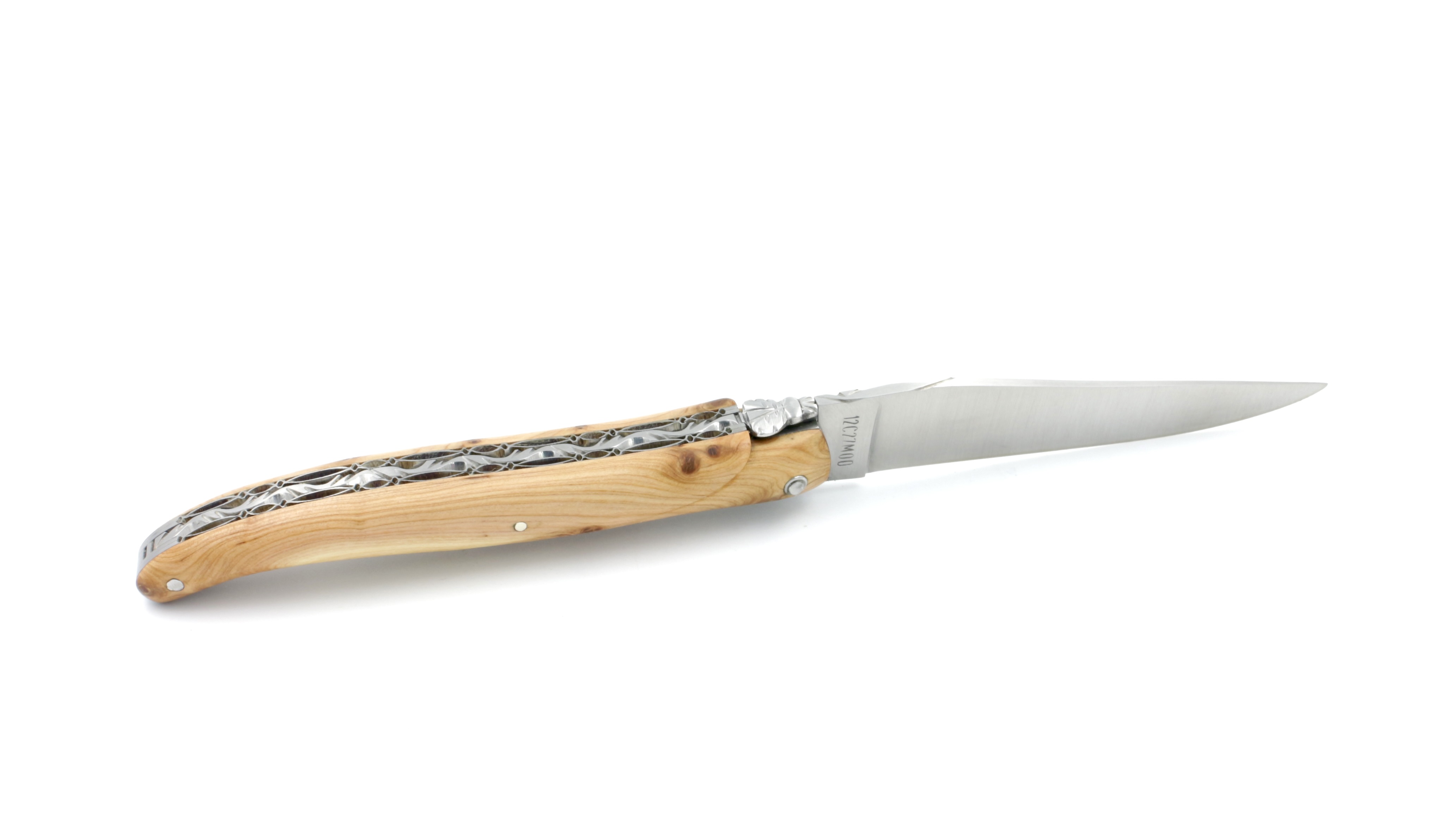 Laguiole en Aubrac double plates knife full handle Juniper wood 12 cm