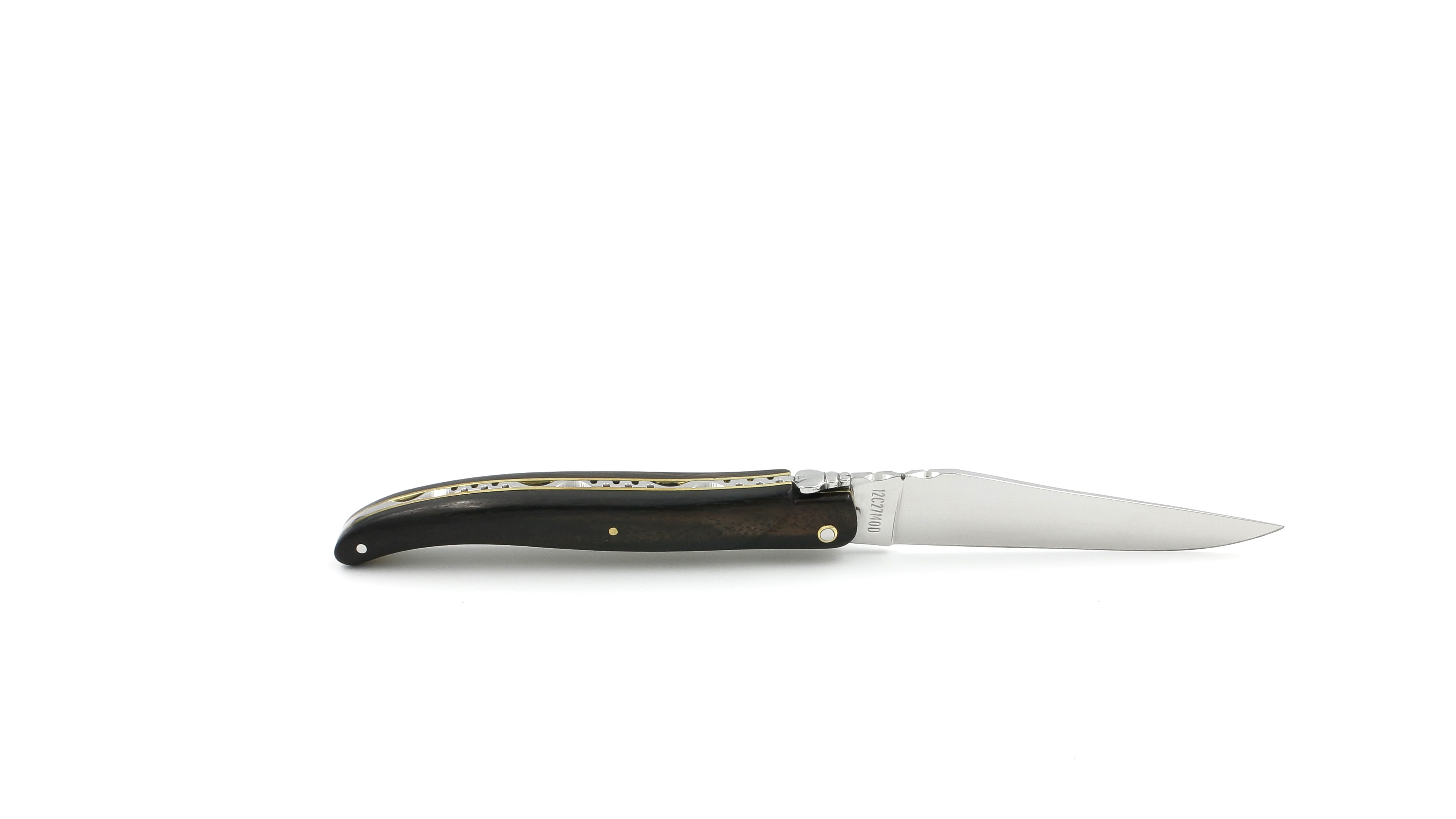 Laguiole en Aubrac Ebenholz massiver Griff Messingplatine 12 cm